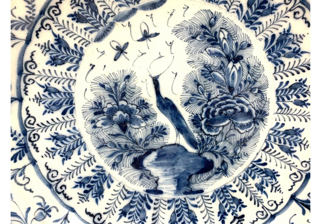 Pair Of European 18th Century Blue & White Glazed Chargers For Sale 9