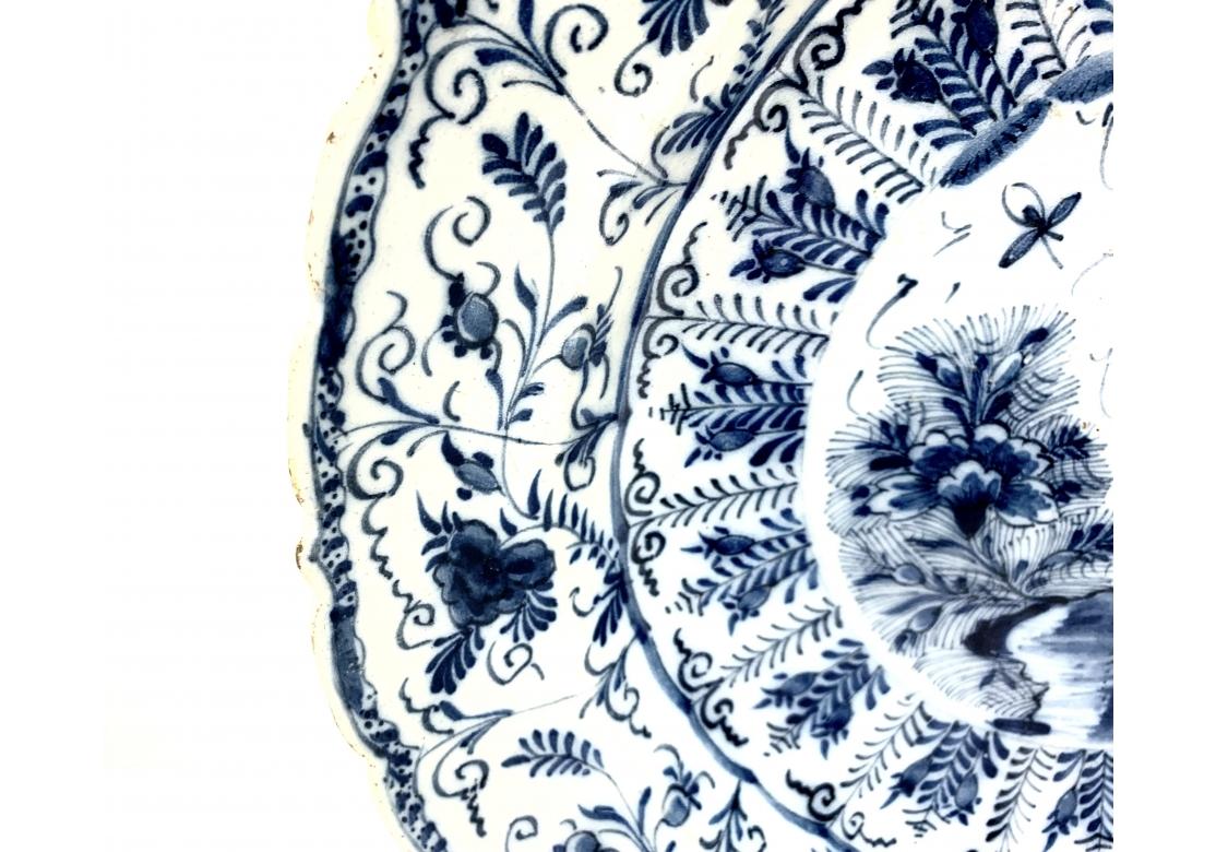Pair Of European 18th Century Blue & White Glazed Chargers For Sale 10