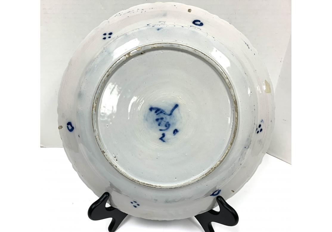 Pair Of European 18th Century Blue & White Glazed Chargers In Good Condition For Sale In Bridgeport, CT