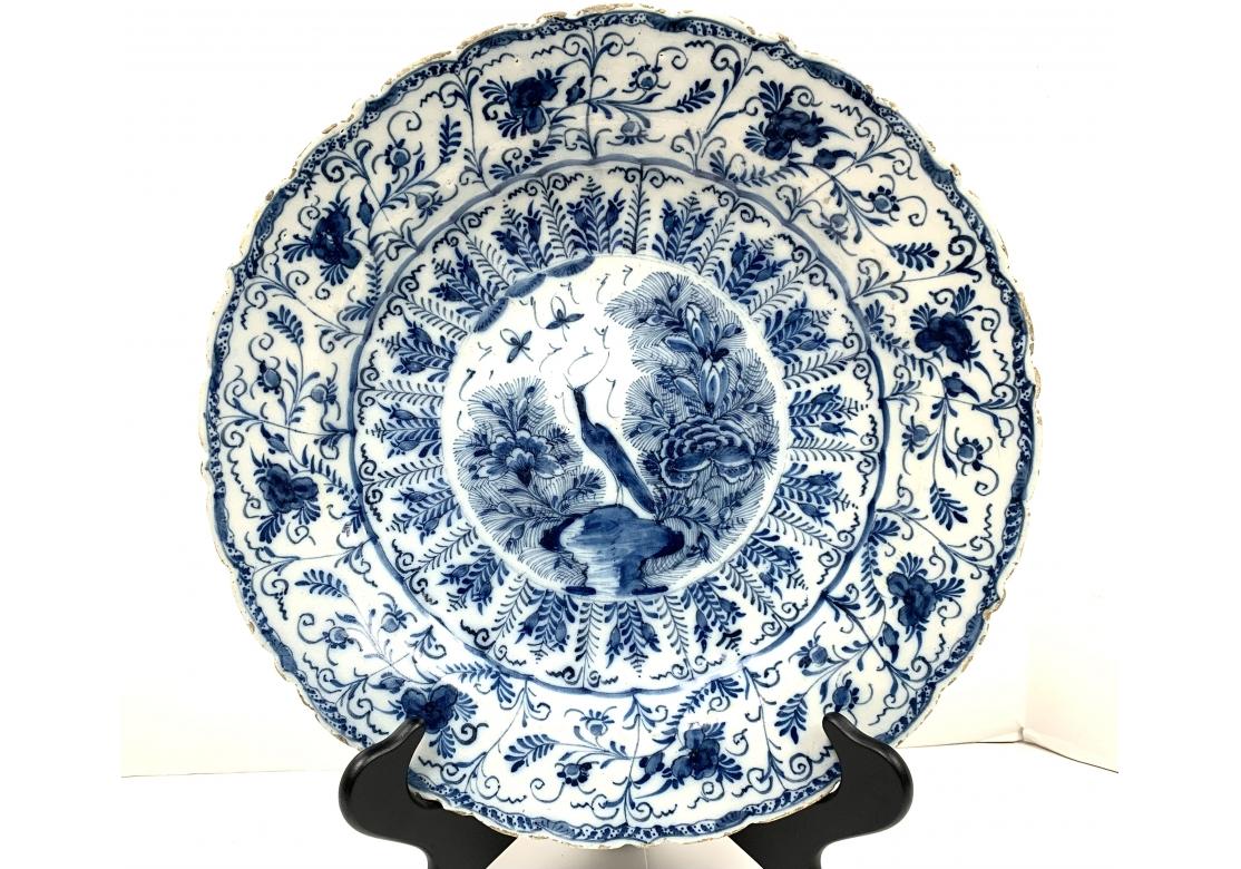 Pair Of European 18th Century Blue & White Glazed Chargers For Sale 1
