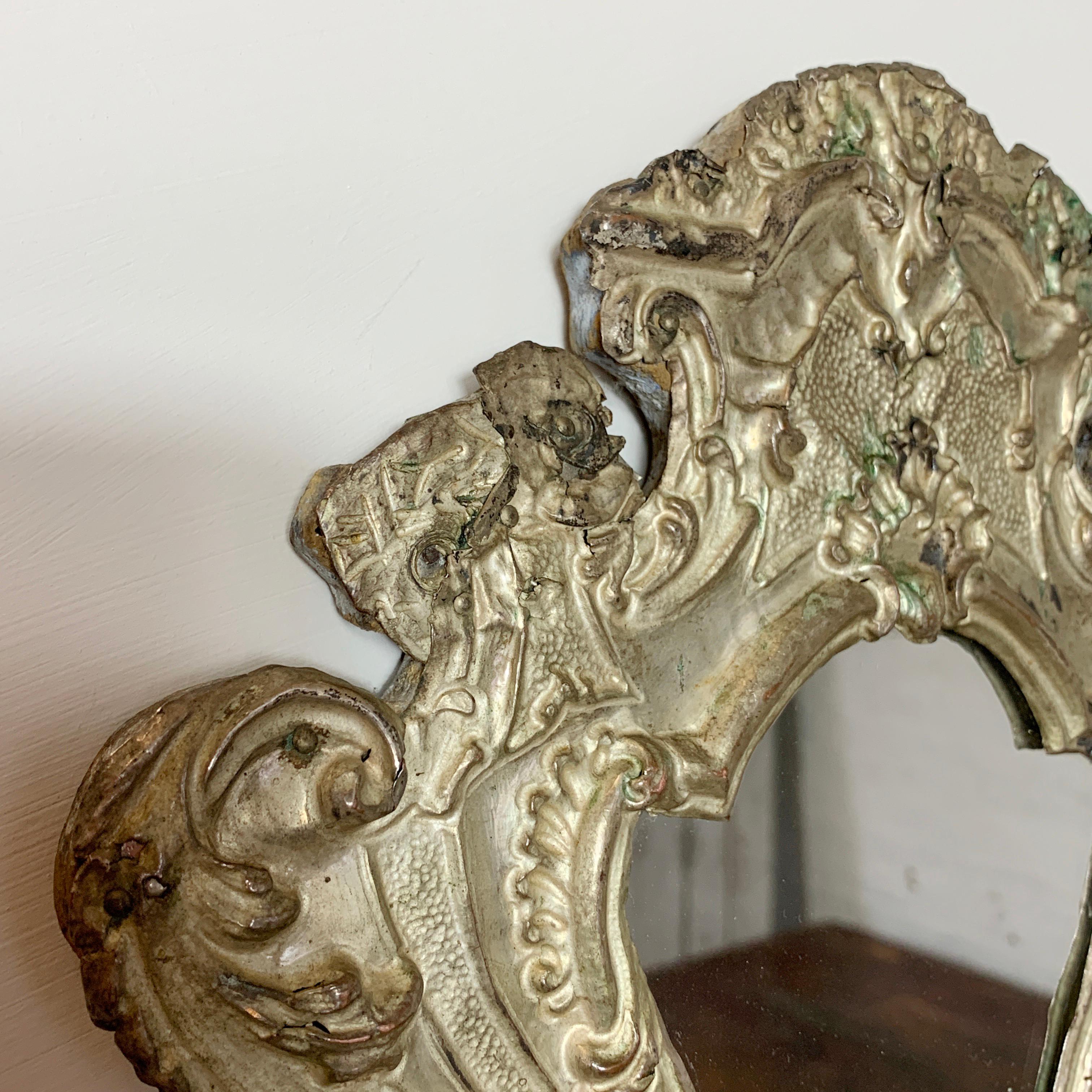 18th Century and Earlier Pair of European 18th Century Silver Plated Baroque Mirrors For Sale