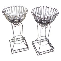 Pair of European Antique Wire Planters