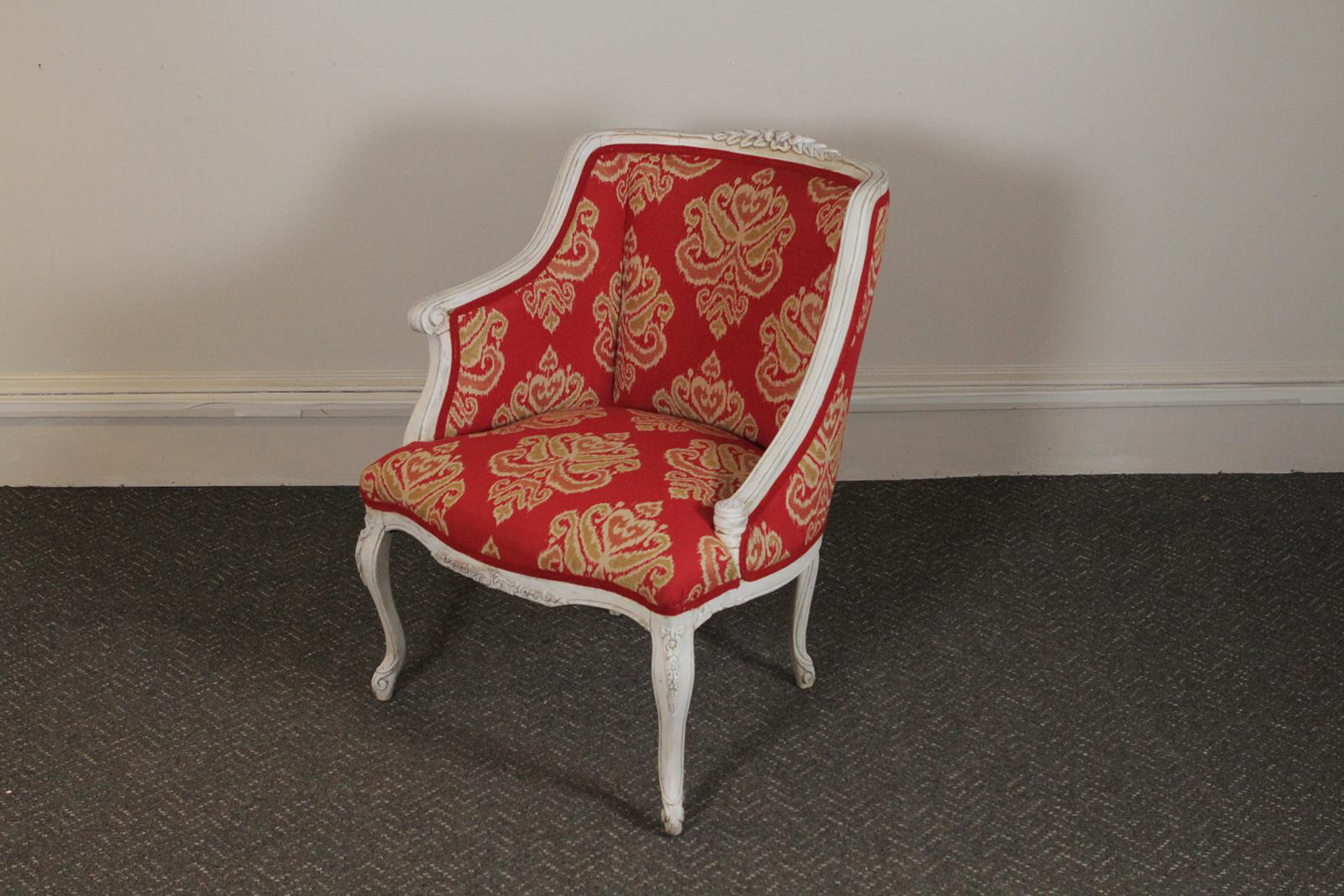red and white accent chair