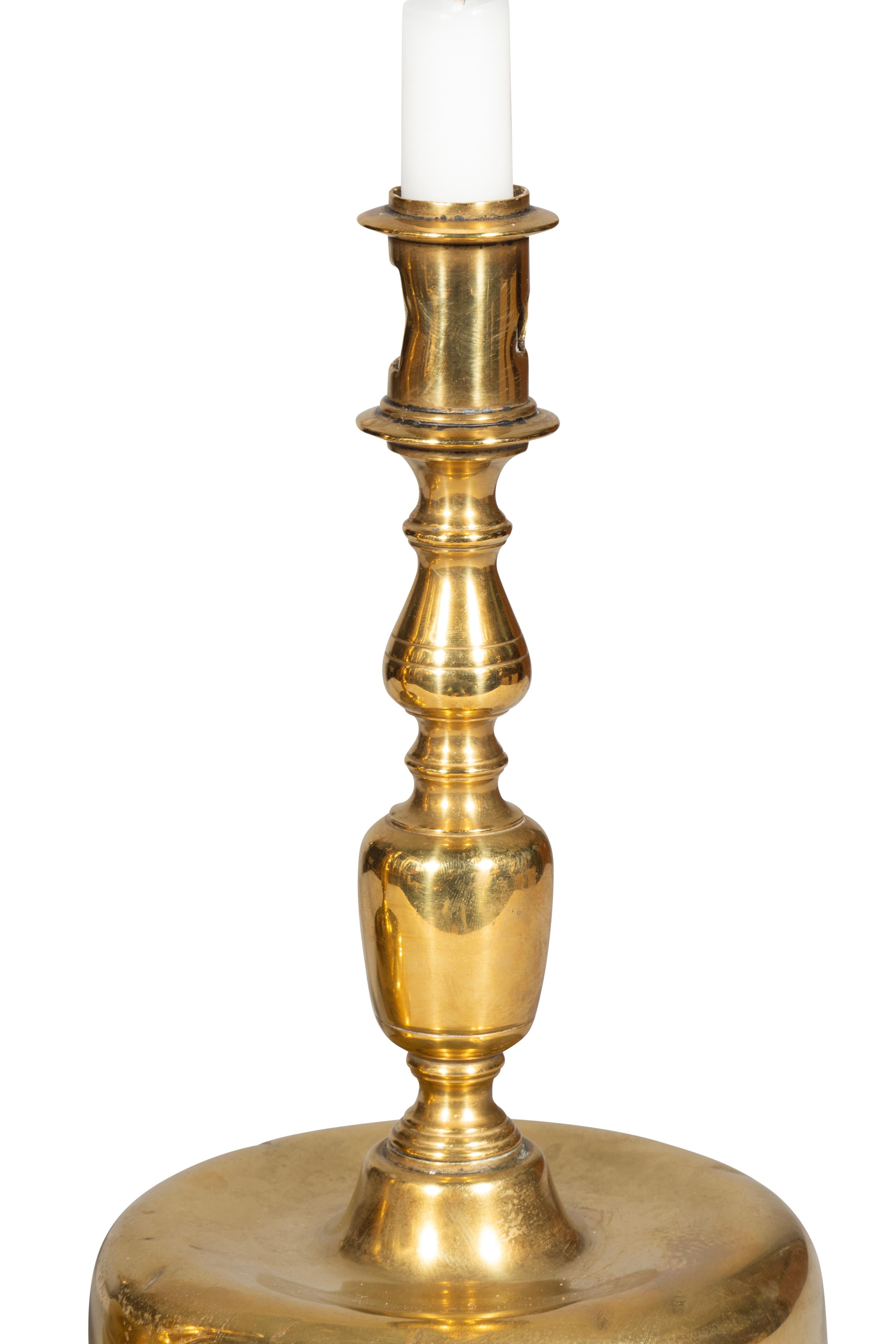 Pair Of European Baroque Brass Candlesticks In Good Condition For Sale In Essex, MA