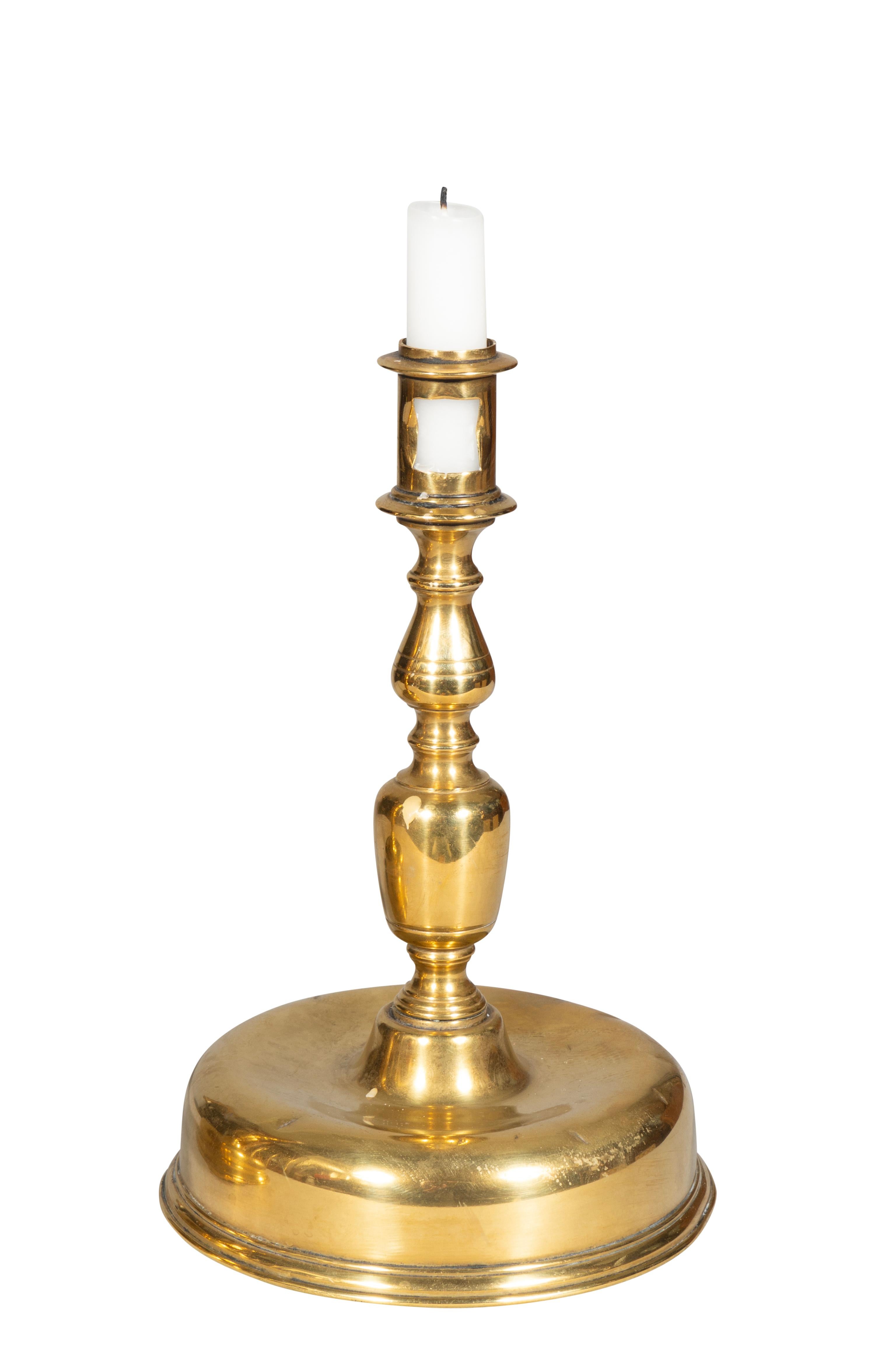 Mid-17th Century Pair Of European Baroque Brass Candlesticks For Sale