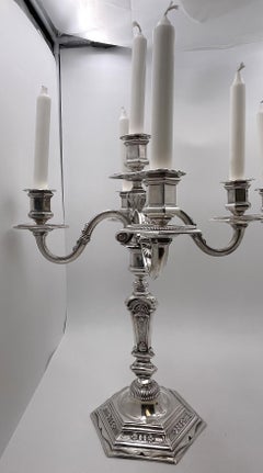 Pair of European Continental Silver 5-Light Candelabra Late 19th/Early 20th C.