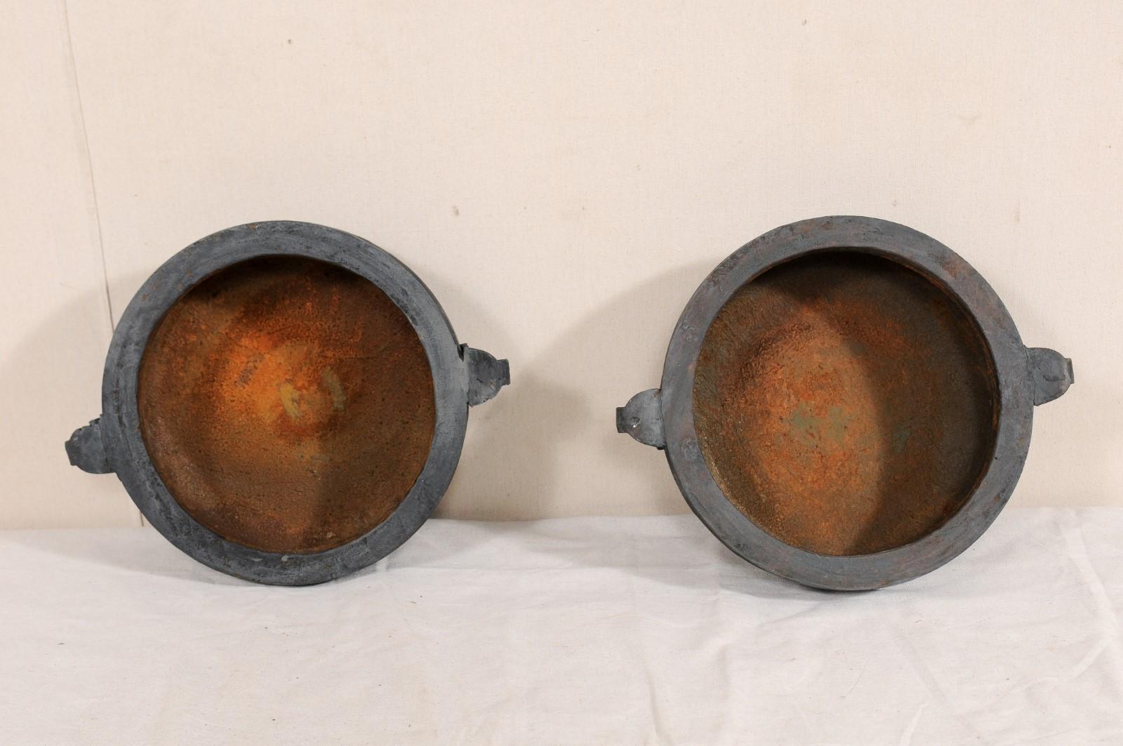 Pair of European Early 20th Century Cast Iron Vessels with Forged Handles 6