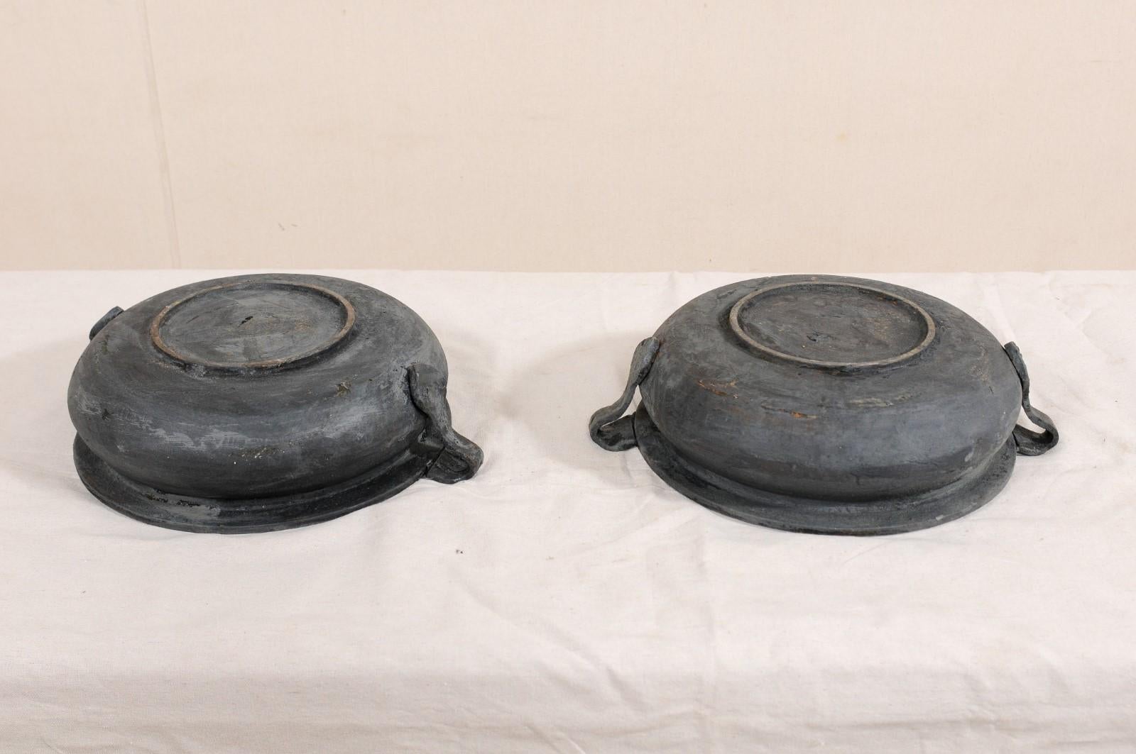 Pair of European Early 20th Century Cast Iron Vessels with Forged Handles 5