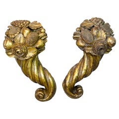 Pair of European Giltwood Cornucopia