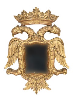 Pair Of European Giltwood Double Headed Eagle Mirrors