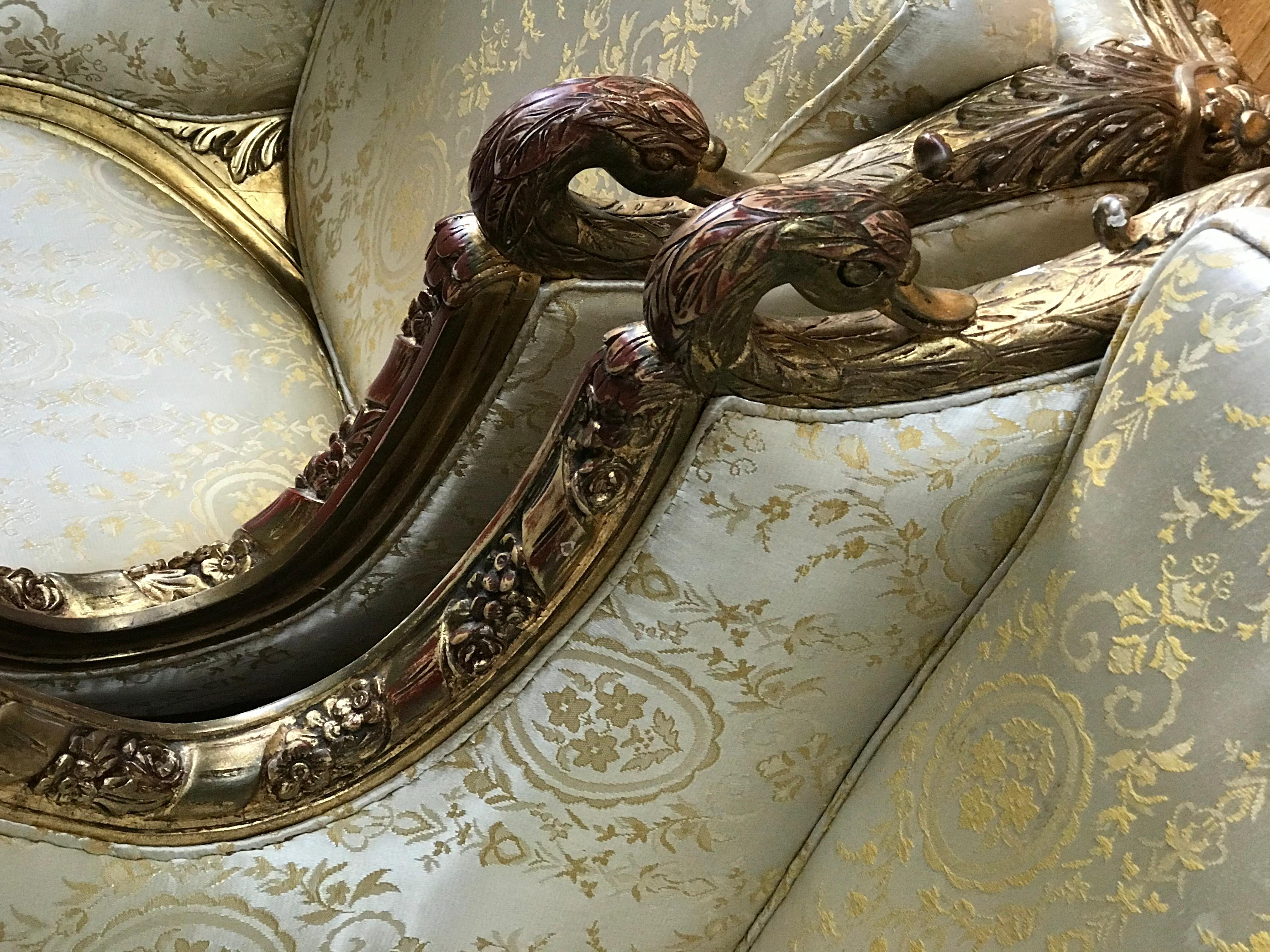 Pair of European Gold Gesso Upholstered Art Chairs, 19th Century For Sale 5