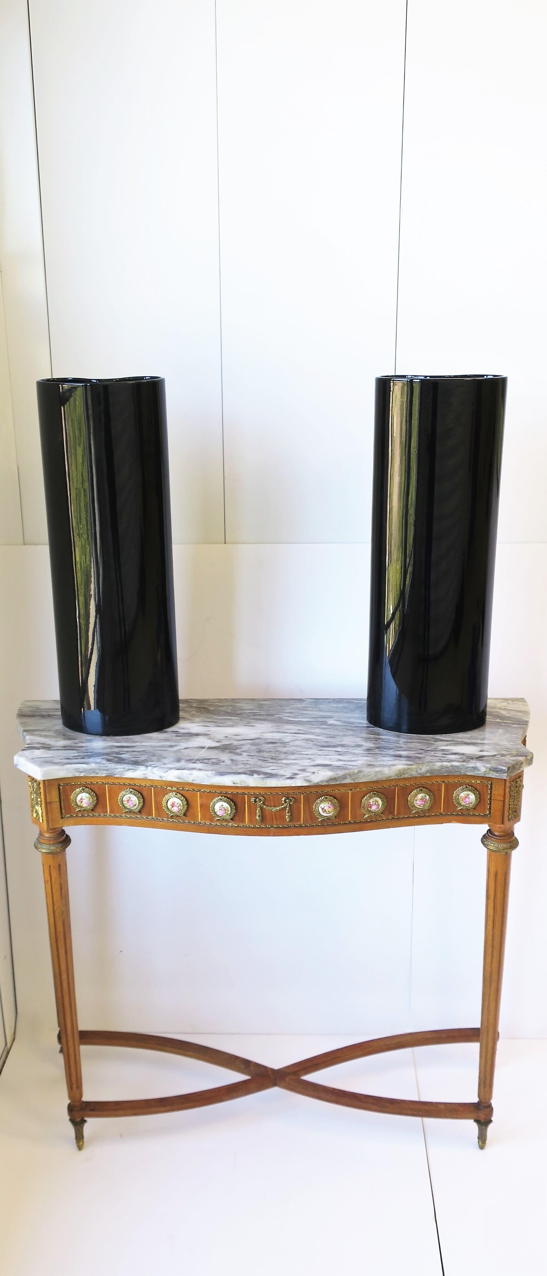 Portuguese Black Vases Organic Modern Style Euro '90s, Pair For Sale