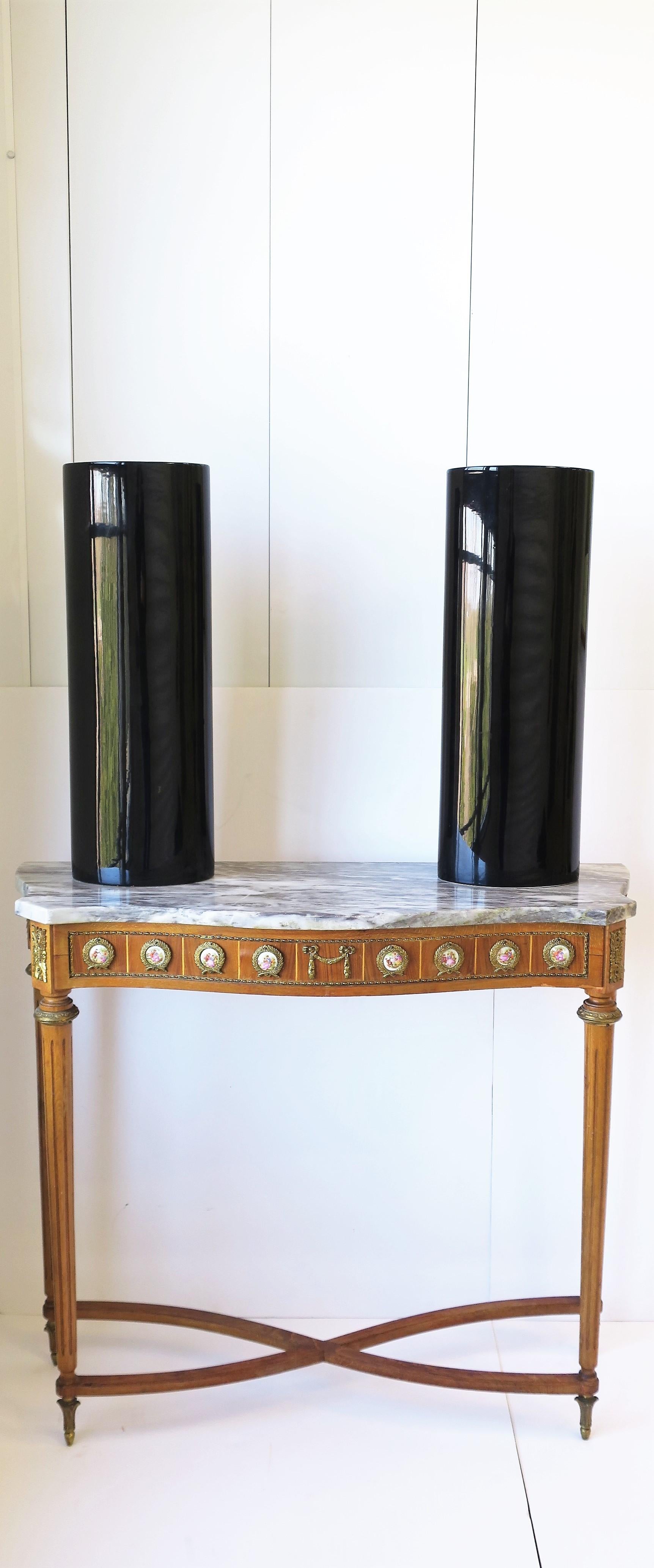 Glazed Black Vases Organic Modern Style Euro '90s, Pair For Sale