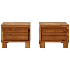 Pair of European Low Pine Nightstands