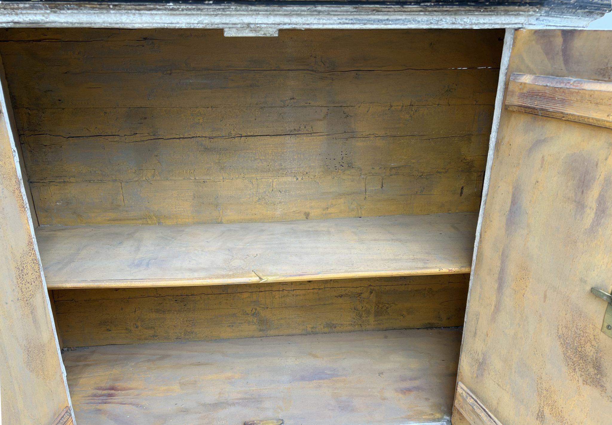 Carved European Mid-Century Sculpted and Painted Buffet
