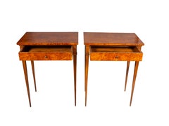 Pair of European Neoclassic Burl Walnut End Tables