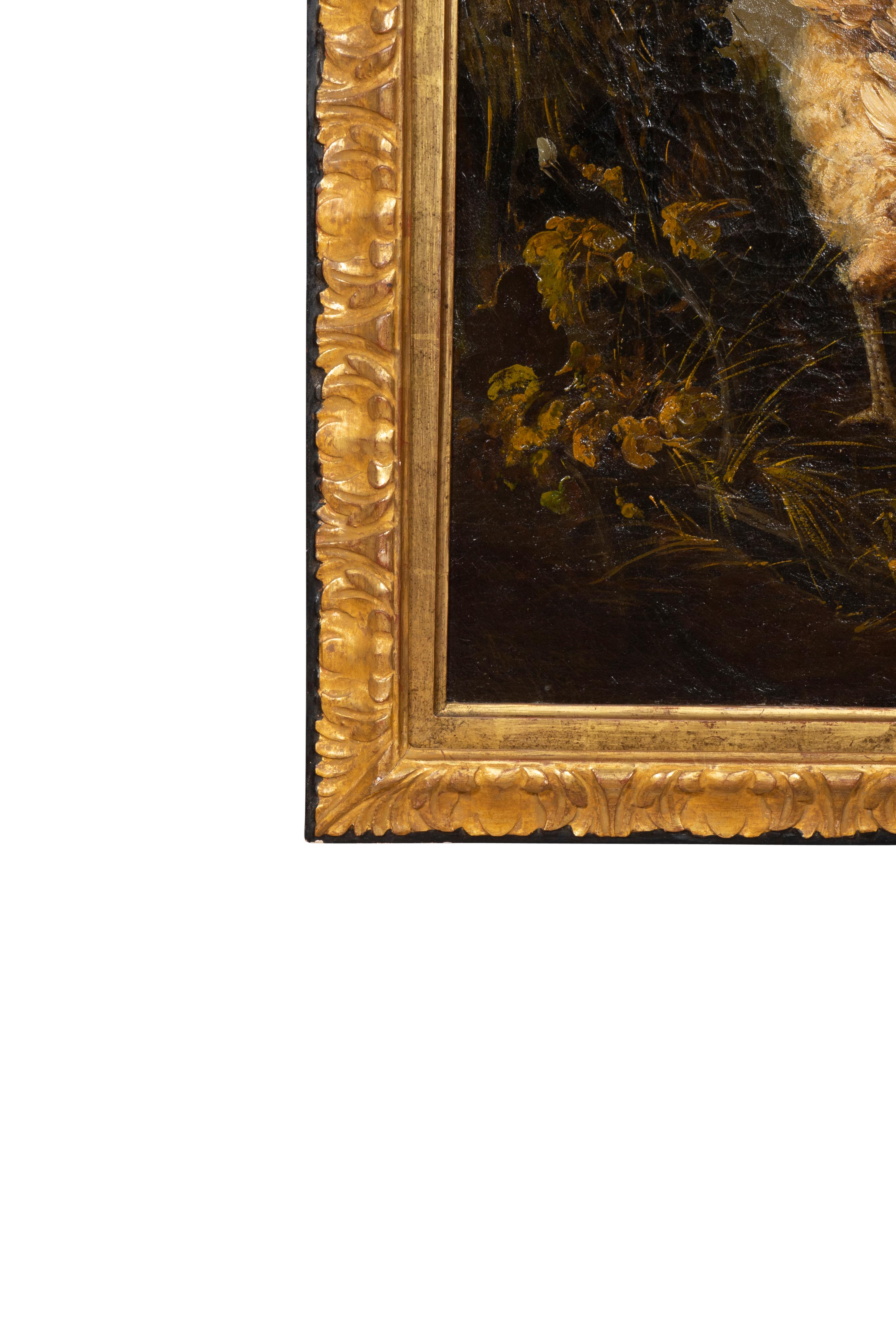 Paire de peintures à l'huile sur toile d'Europe représentant des oiseaux dans une maison en vente 9
