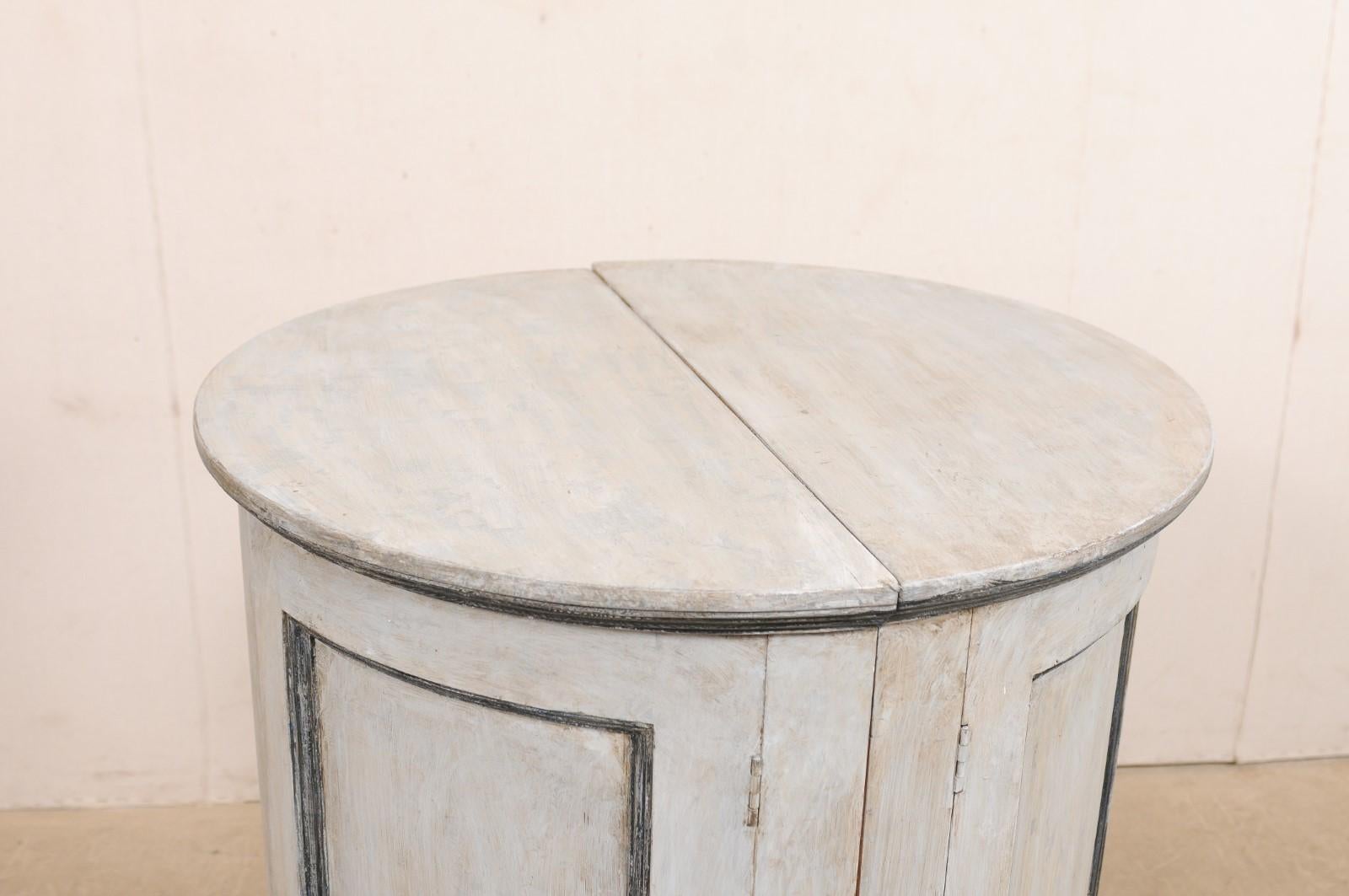 Pair of European Painted Wood Demilune 2-Door Cabinets in Gray 6