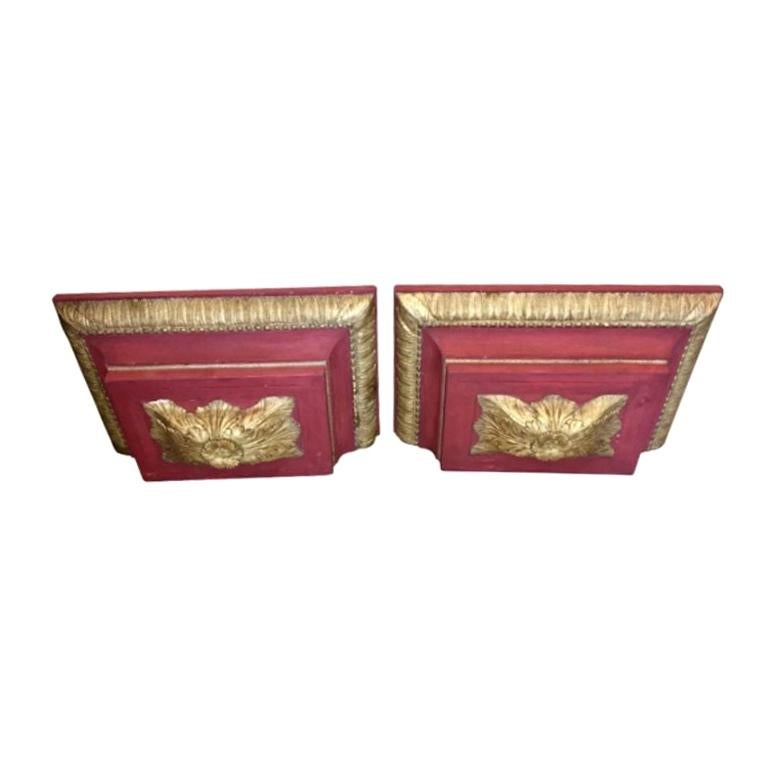 Pair of European Parcel-Gilt Carved Wall Shelves with 18th Century Elements