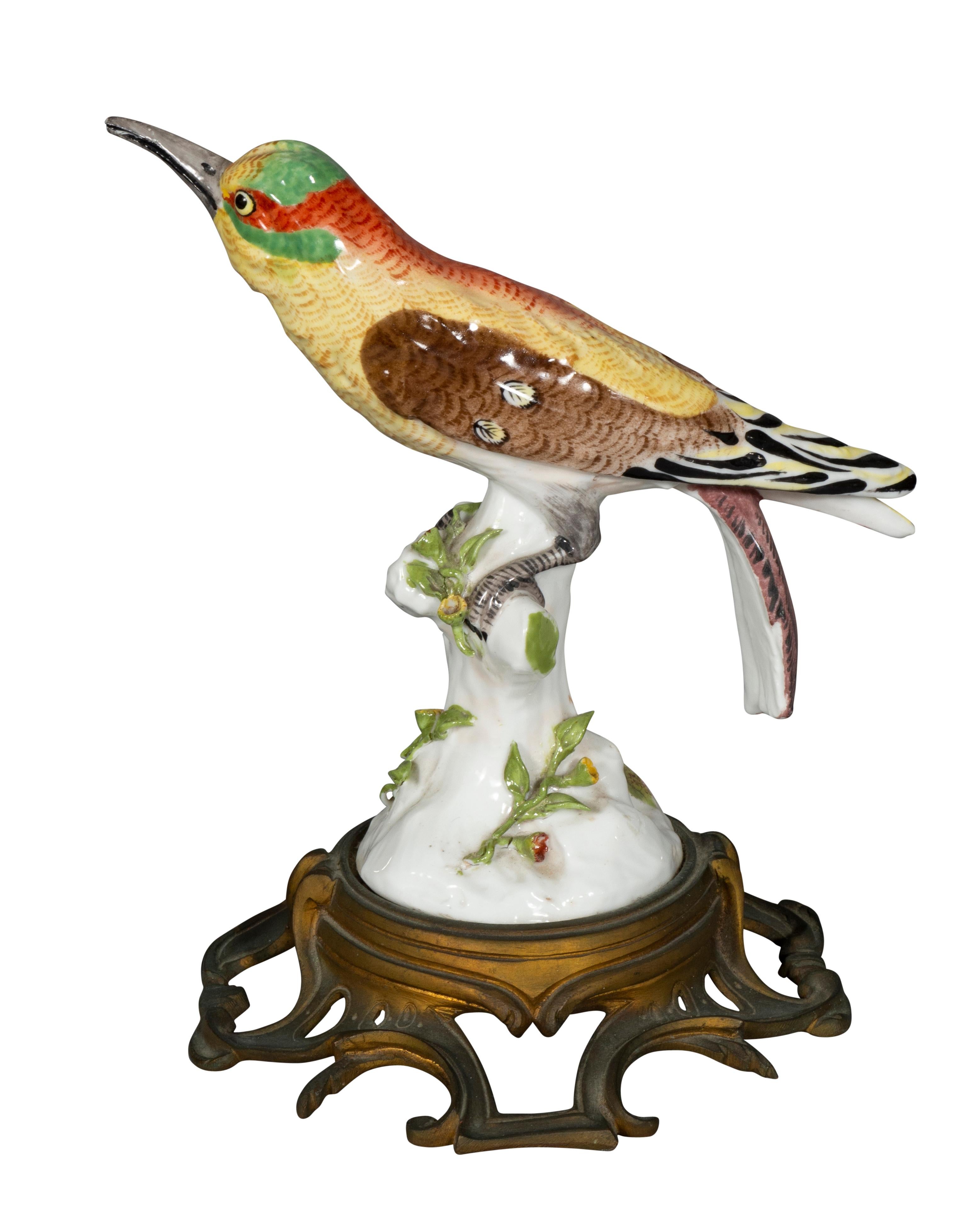 French Pair of European Porcelain Figures of Sunbirds For Sale