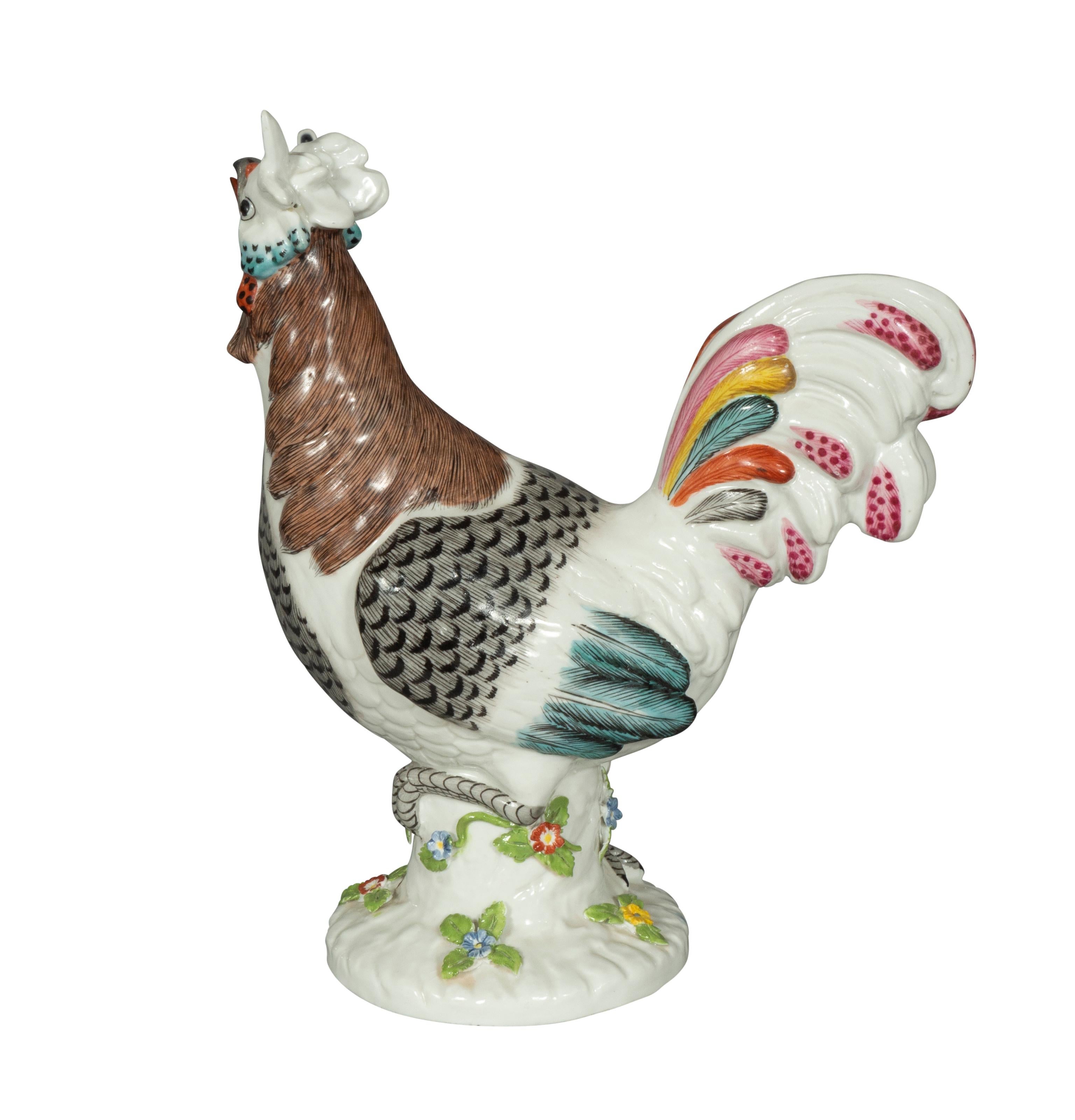 19th Century Pair of European Porcelain Roosters For Sale