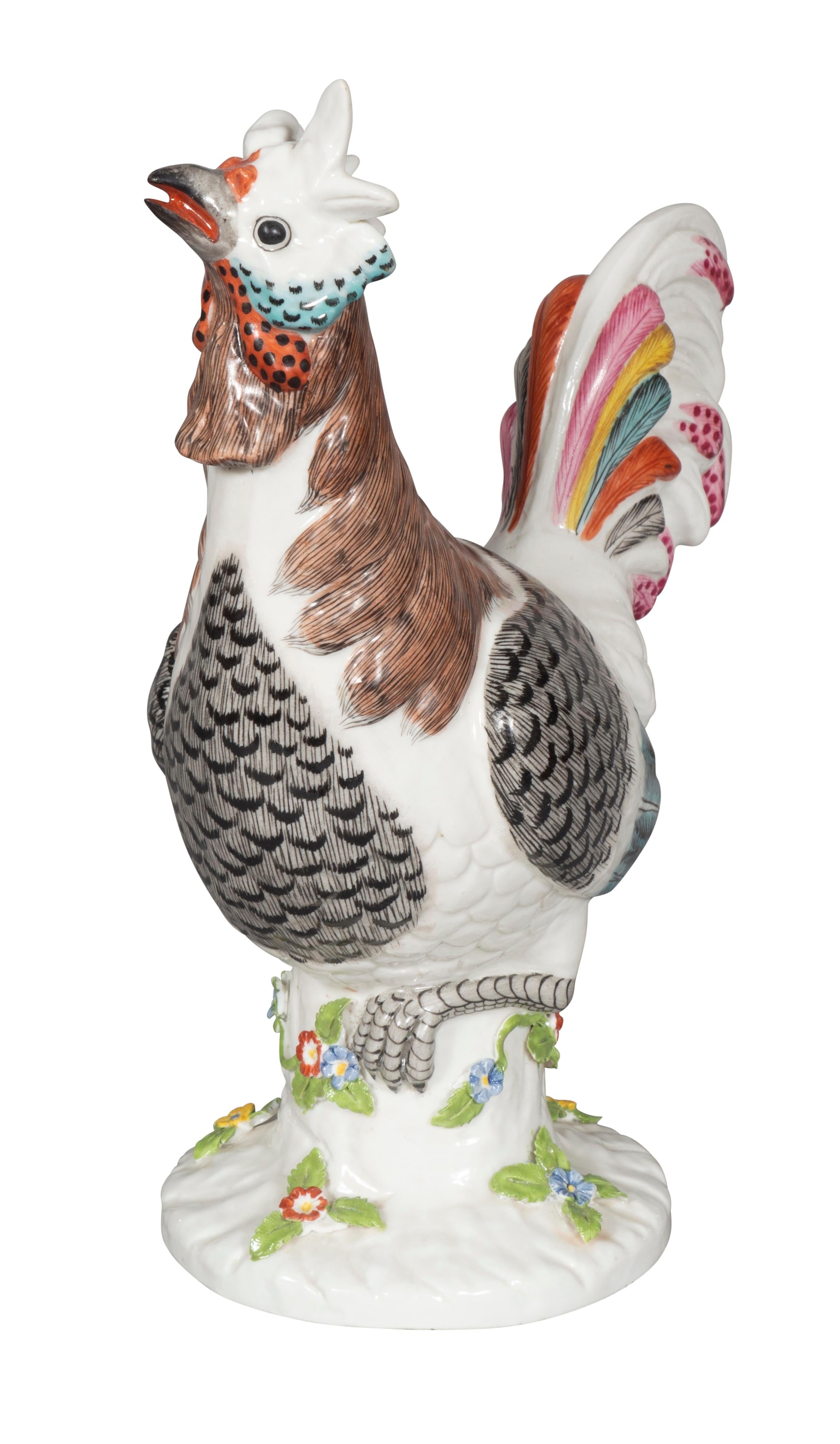 Pair of European Porcelain Roosters For Sale 1