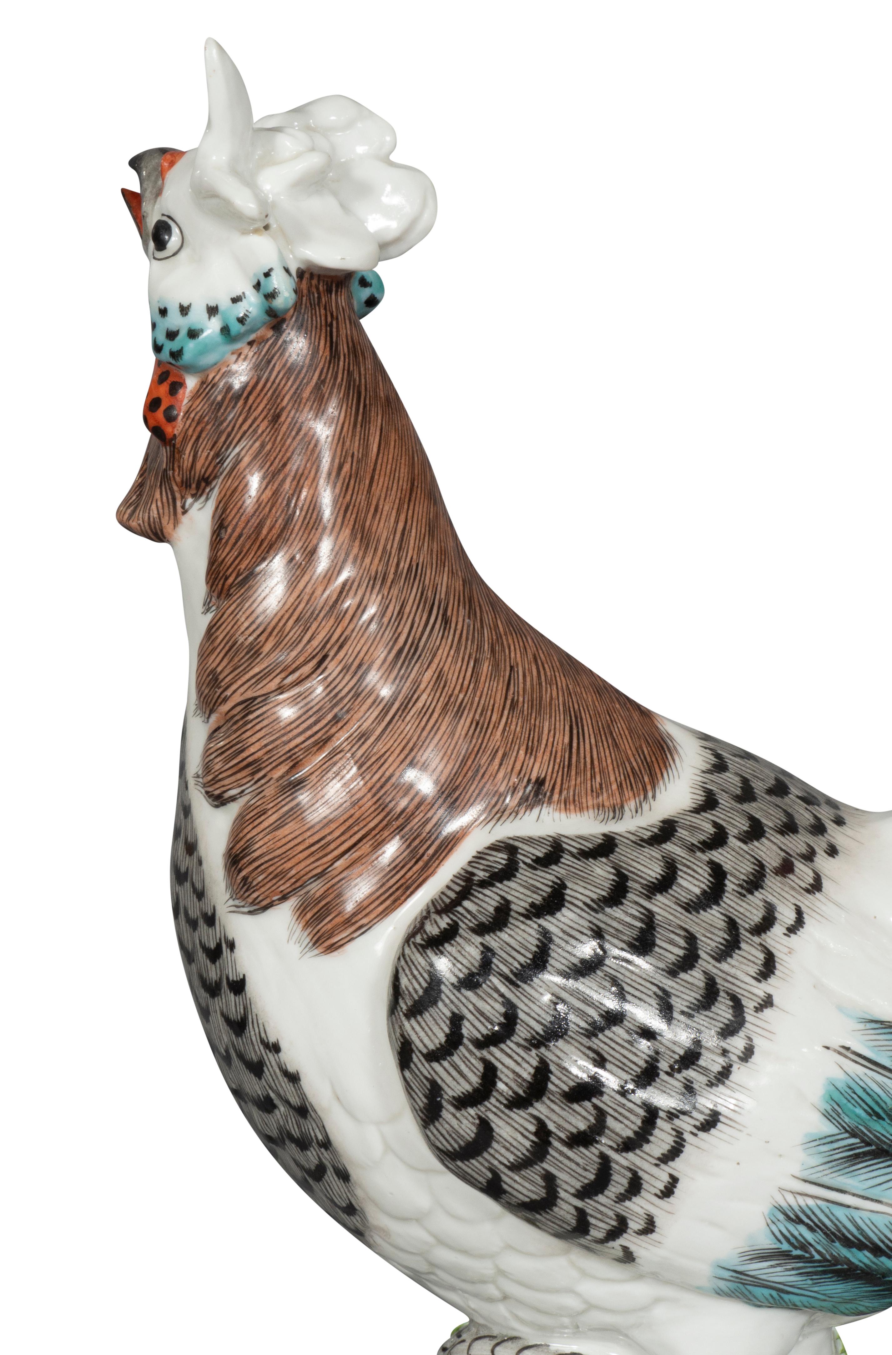 Pair of European Porcelain Roosters For Sale 4