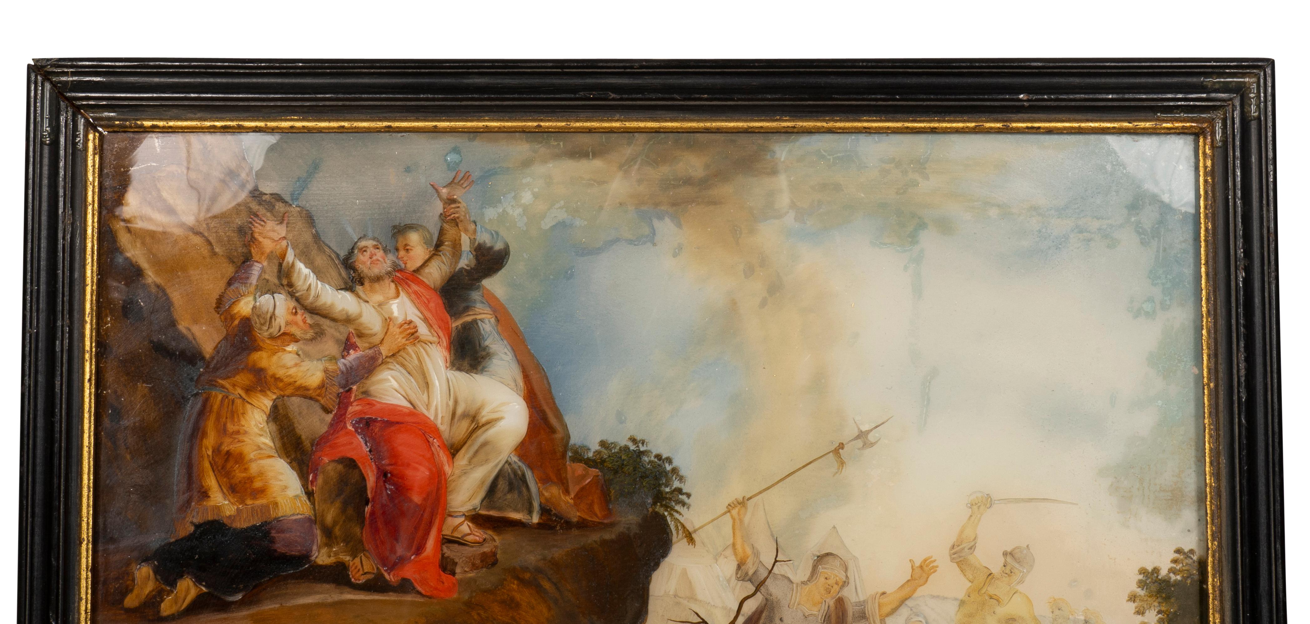 Fin du XVIIIe siècle Paire de peintures européennes à l'envers sur verre en vente