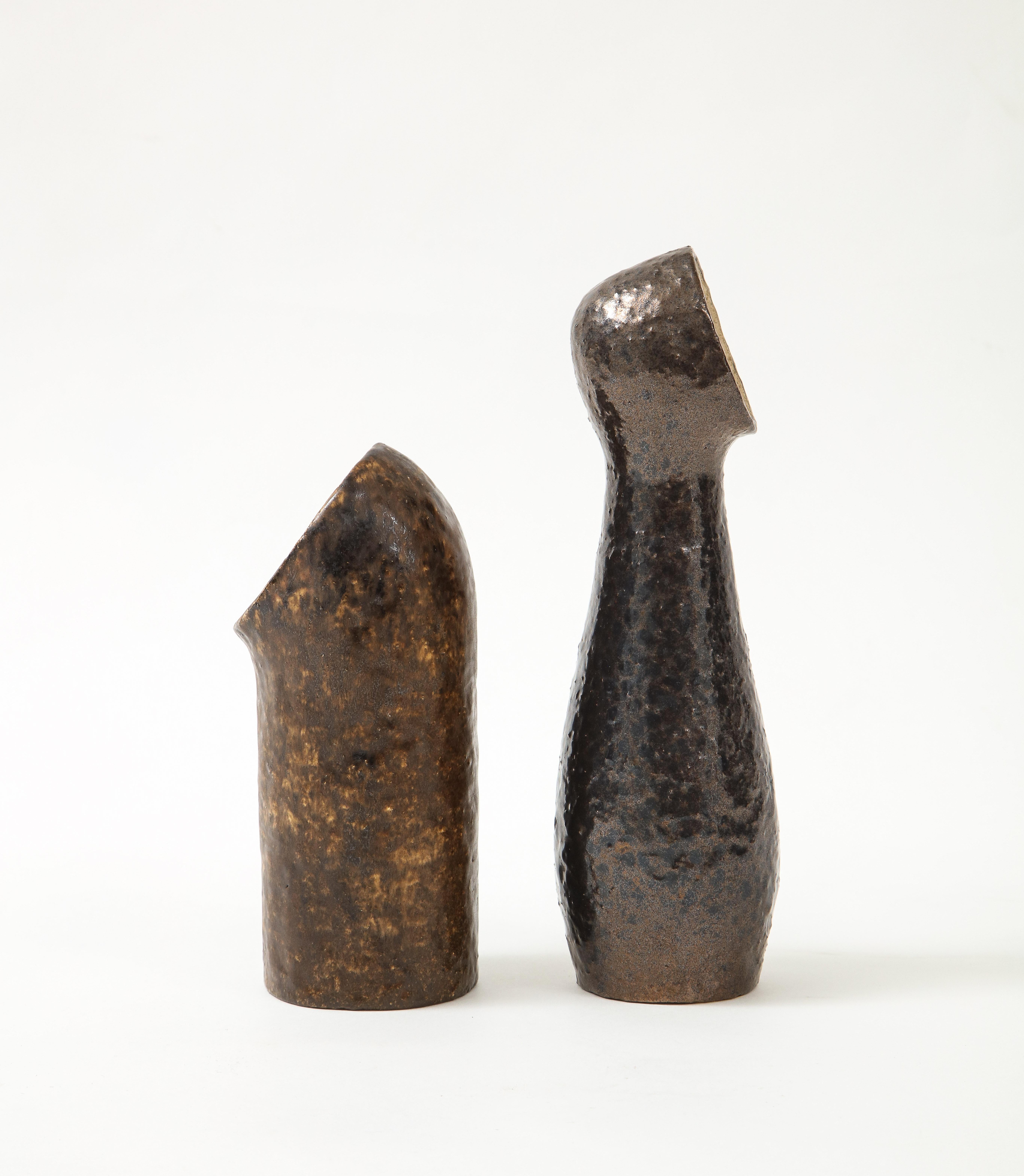 Dutch Pair of European Sculptural Ceramic Vases in the Style of Borderie, 1960's