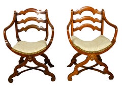 Pair of European Walnut Gondola Chairs