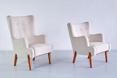 Pair of Eva and Nils Koppel Armchairs, Slagelse Møbelværk, Denmark, 1950s