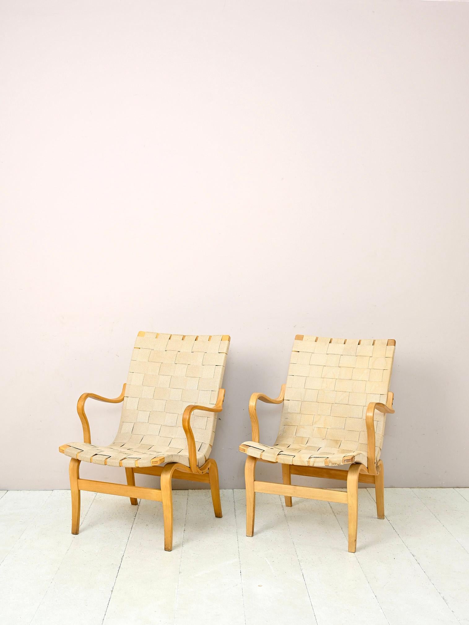 Swedish Pair of 'Eva' armchairs by Bruno Mathsson