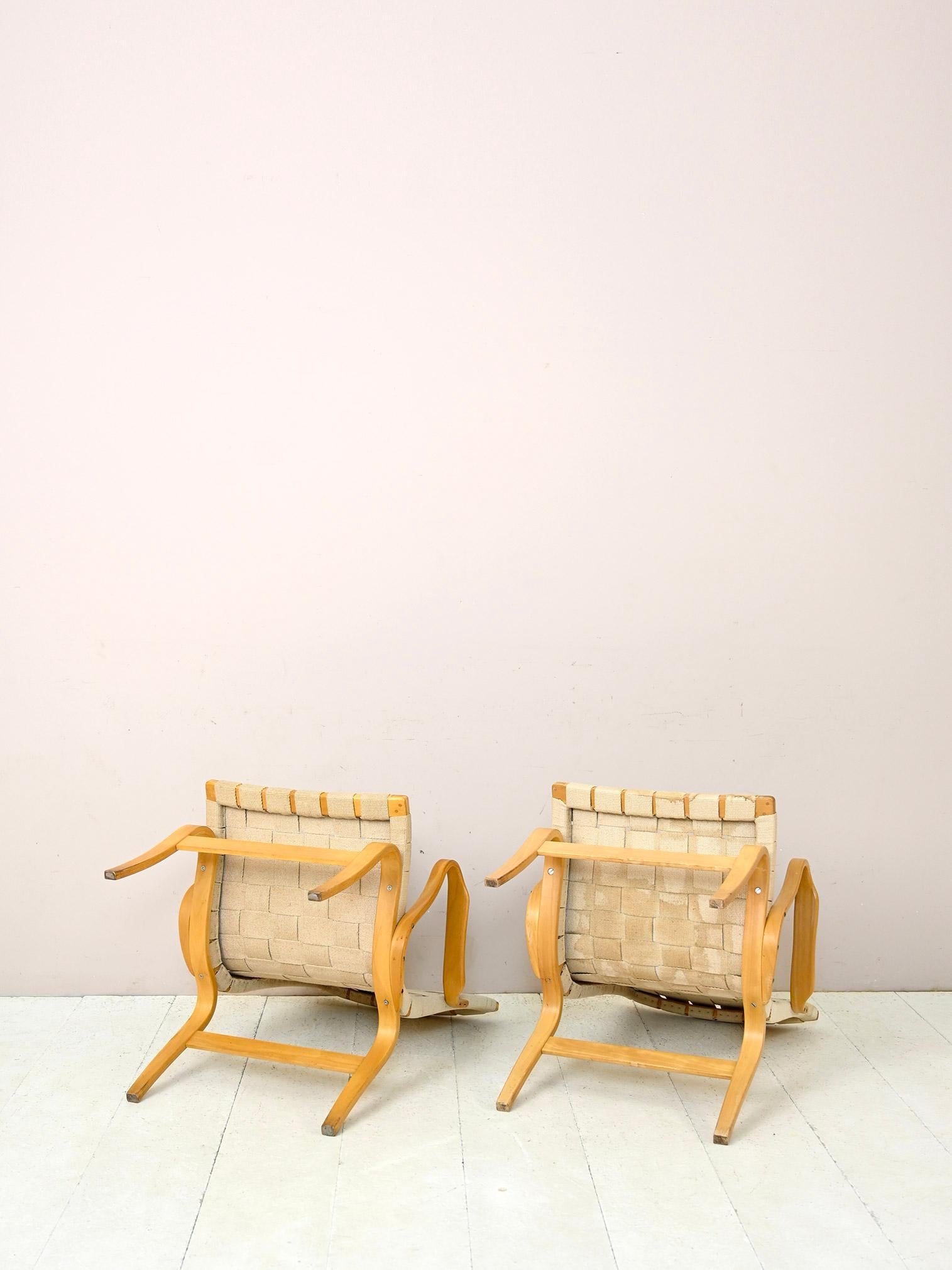 Pair of 'Eva' armchairs by Bruno Mathsson In Good Condition For Sale In Brescia, IT