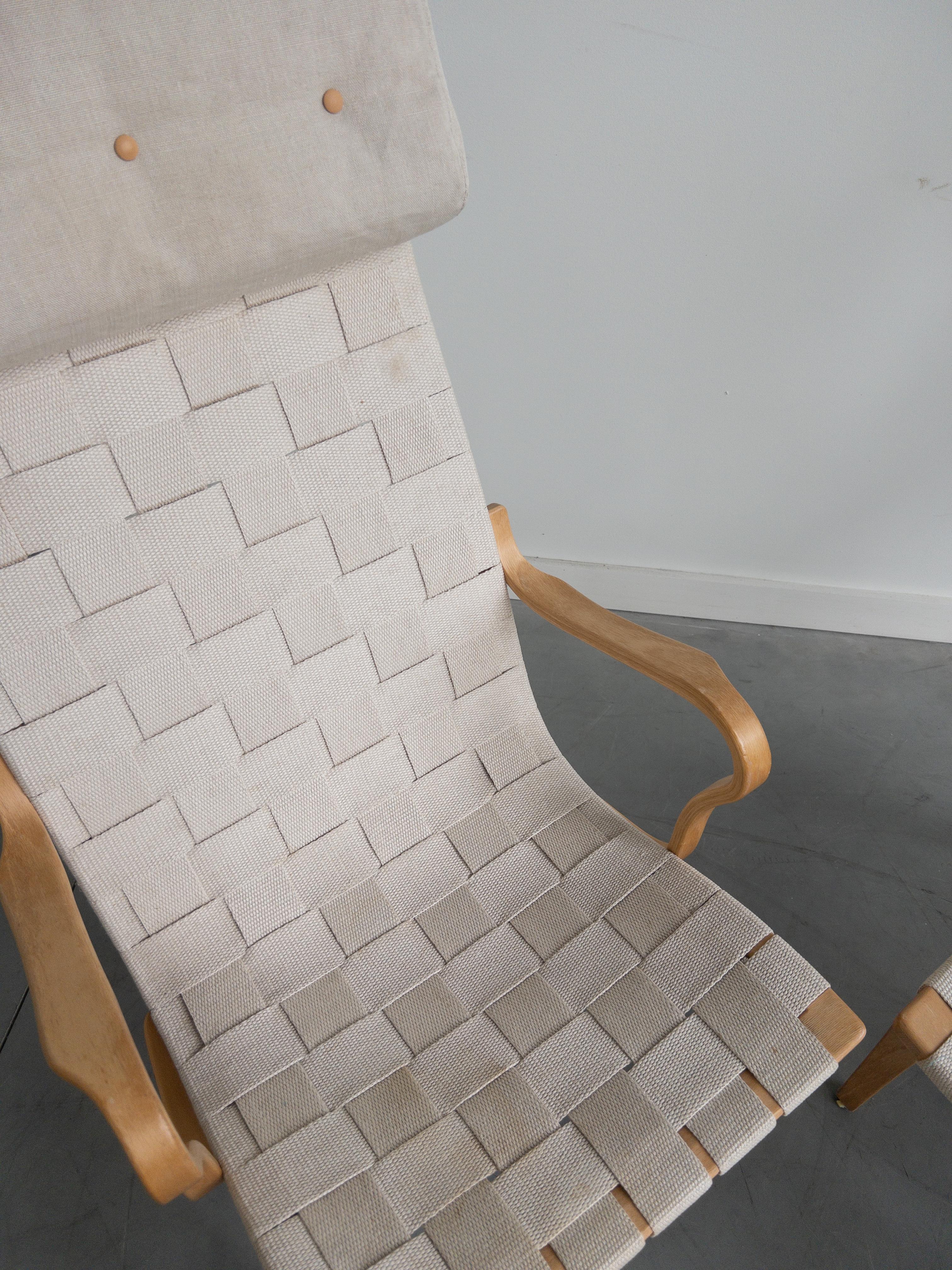 Swedish Pair of 'Eva' Easy Lounge Chairs by Bruno Mathsson