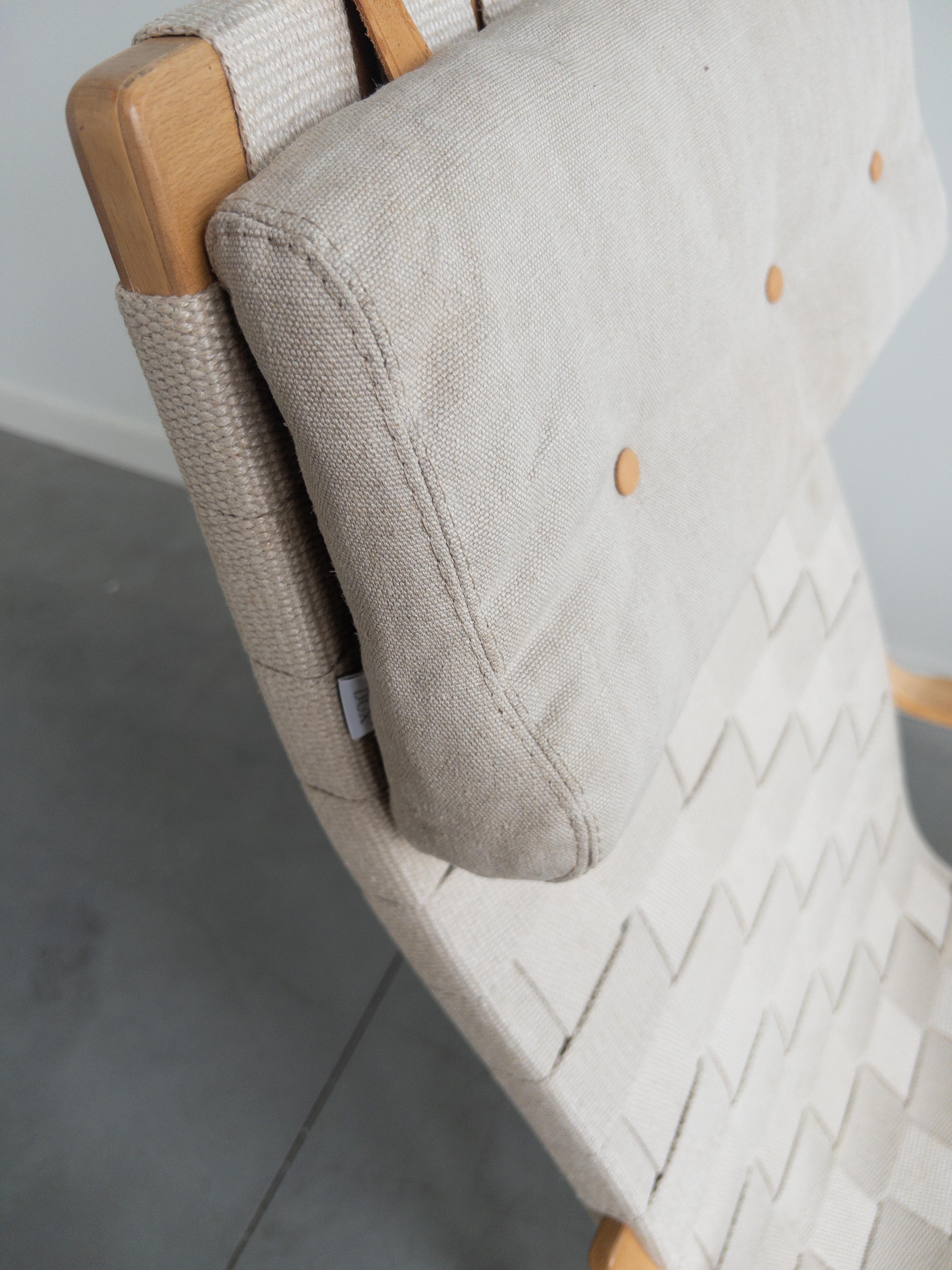 Canvas Pair of 'Eva' Easy Lounge Chairs by Bruno Mathsson