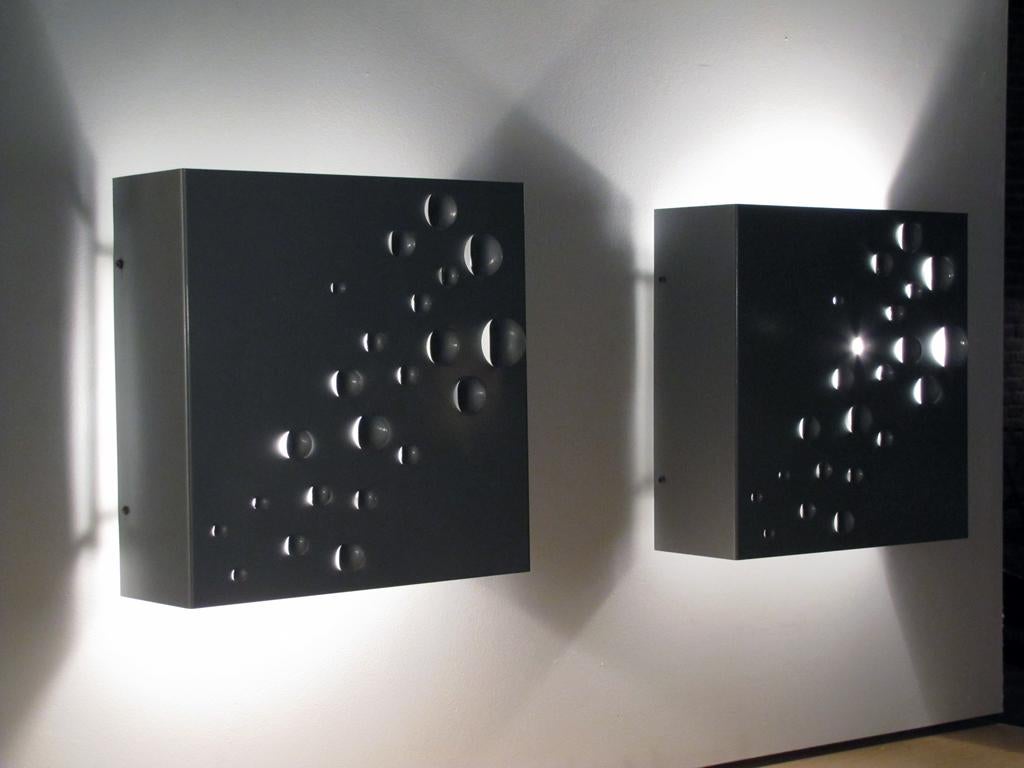 Aluminum Pair of Evert Jelle Jelles 'Sterren Regen' Wall Lights, 1960 For Sale