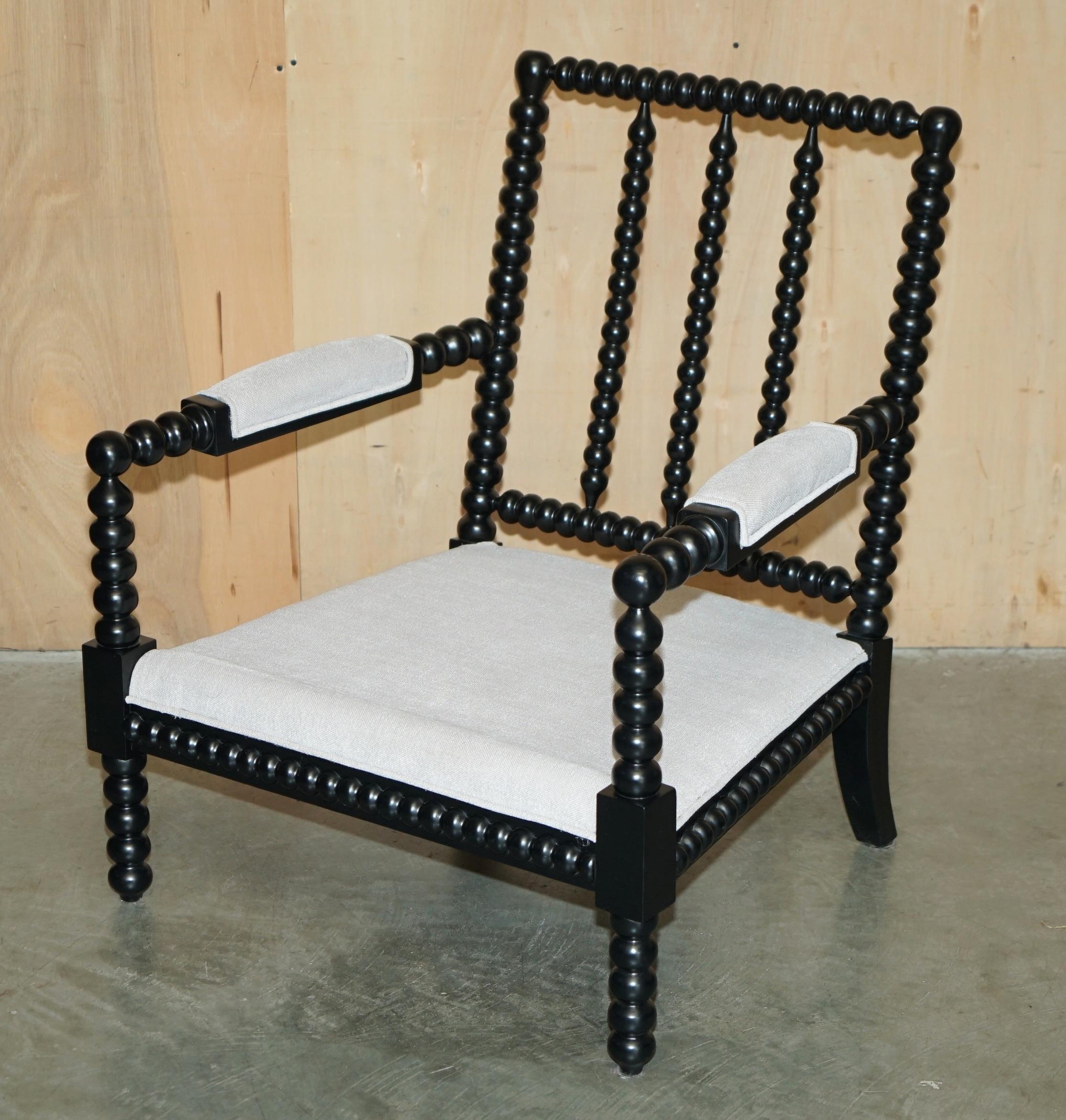 Pärchen von EX DISPLAY bequem geschnitzt BOBBIN FRAME VICTORIAN STYLE ARMCHAIRs im Angebot 4