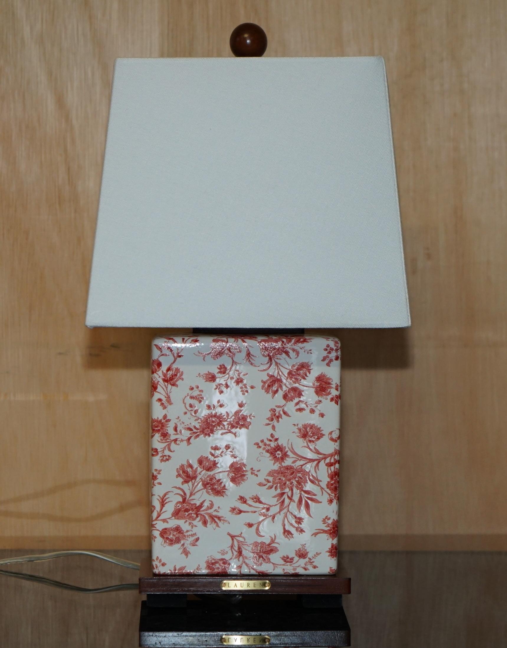 Chinoiserie PAIR OF EX-DISPLAY RALPH LAUREN CHiNESE PORCELAIN TABLE LAMPS WITH LAUREN PLAQUE