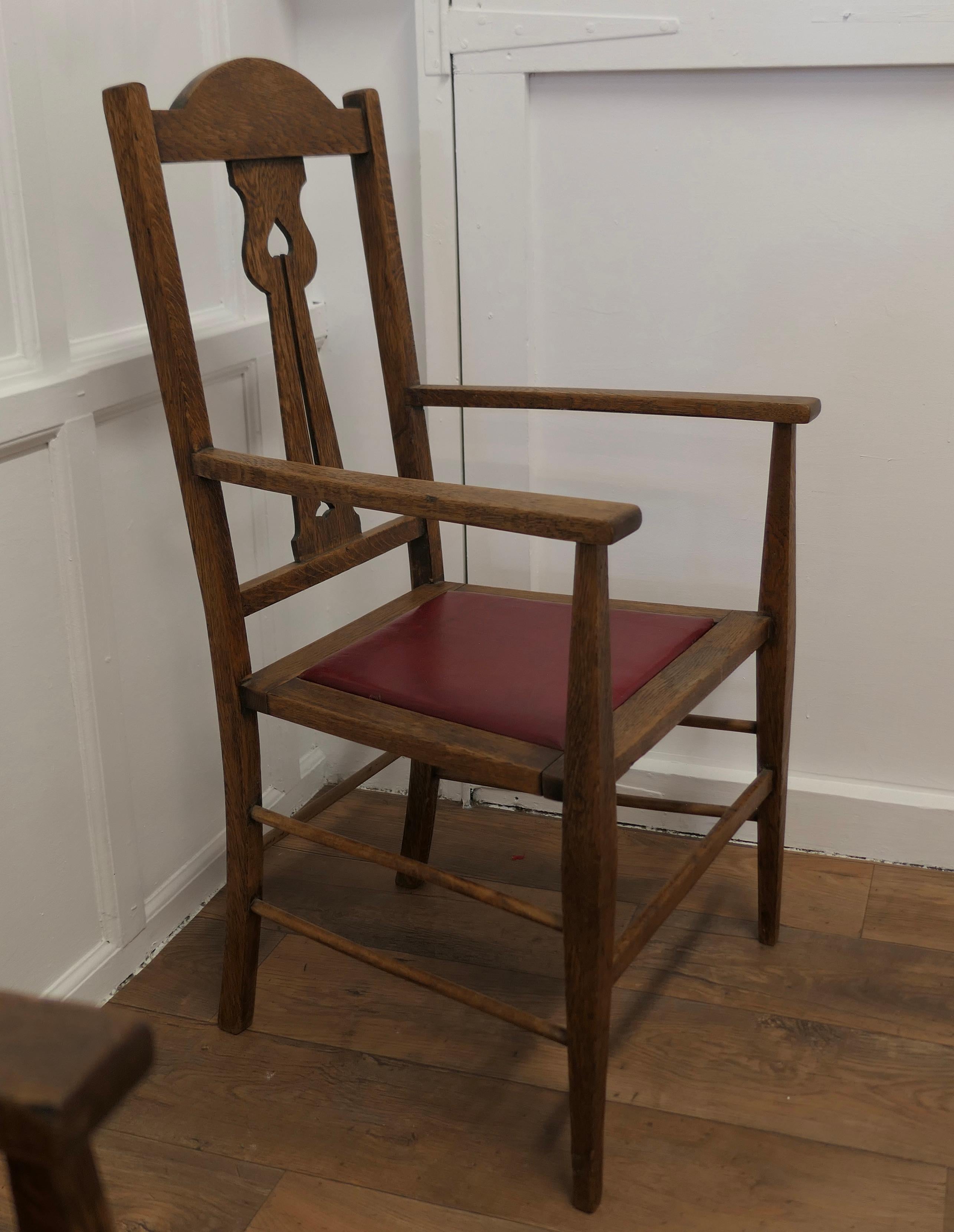 Late 19th Century Pair of Excellent Quality Arts and Crafts Oak Carver Chairs a Good Pair