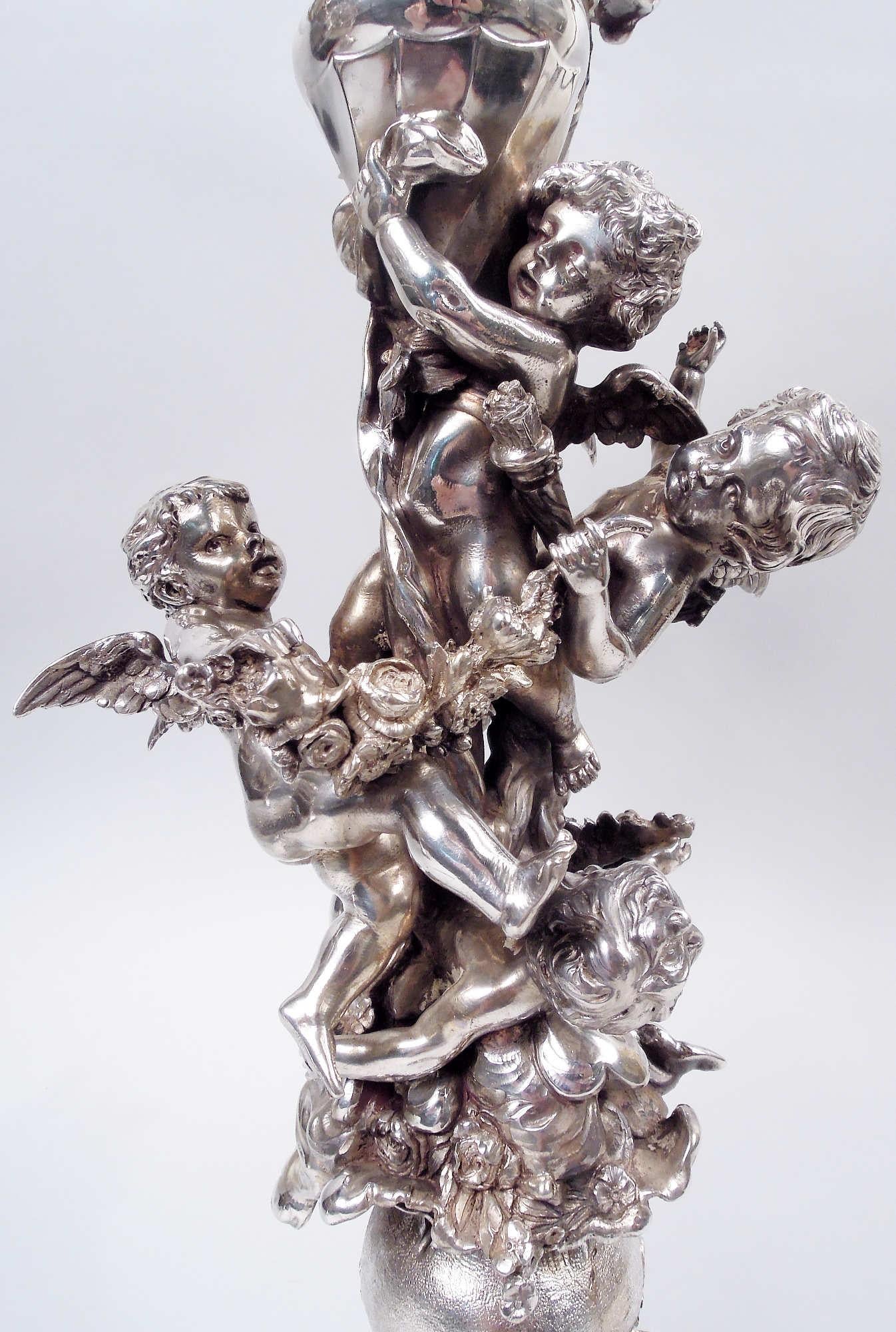 19th Century Pair of Excellent Quality Austrian Rococo Silver 7-Light Candelabra