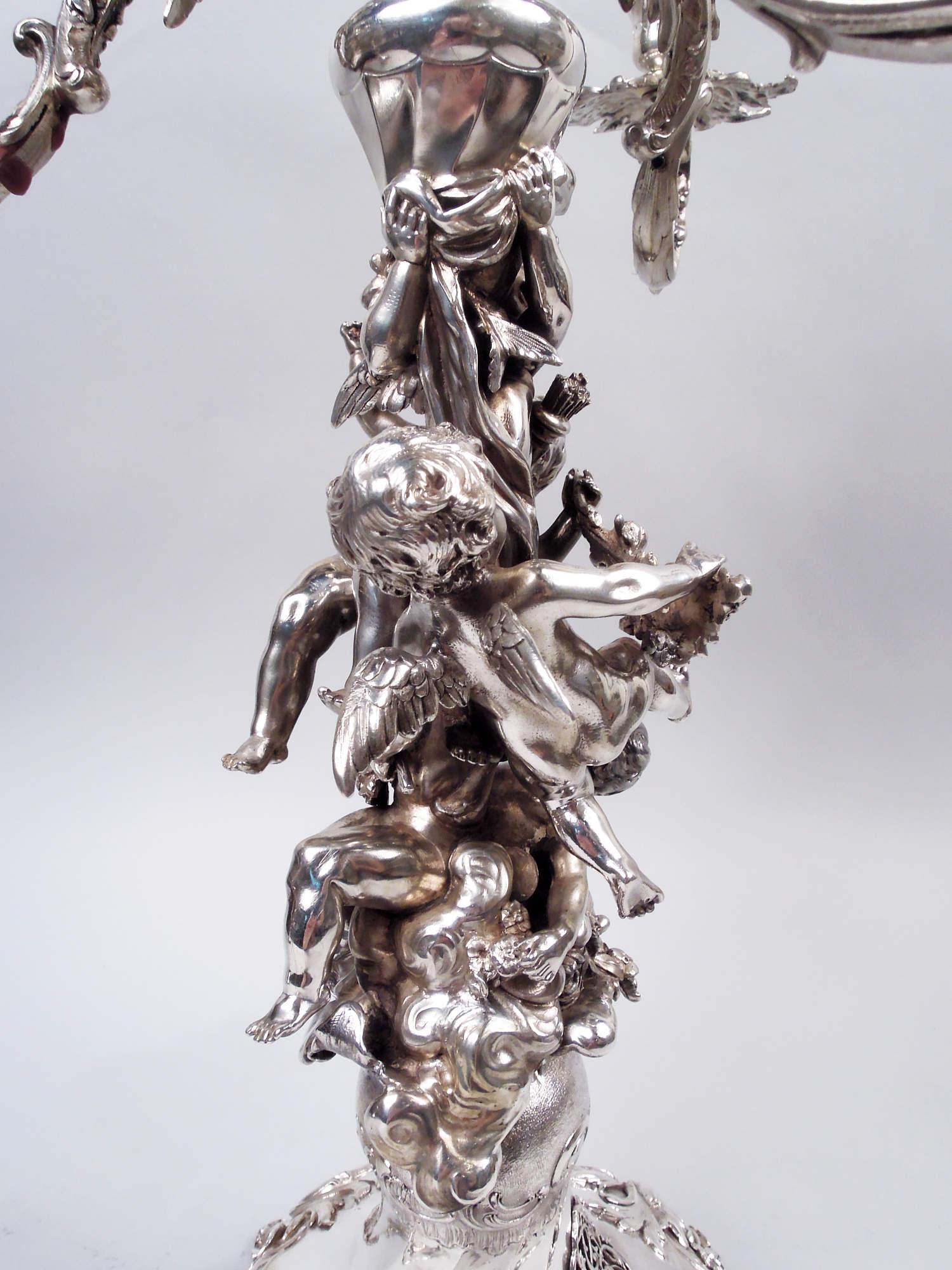 Pair of Excellent Quality Austrian Rococo Silver 7-Light Candelabra 2