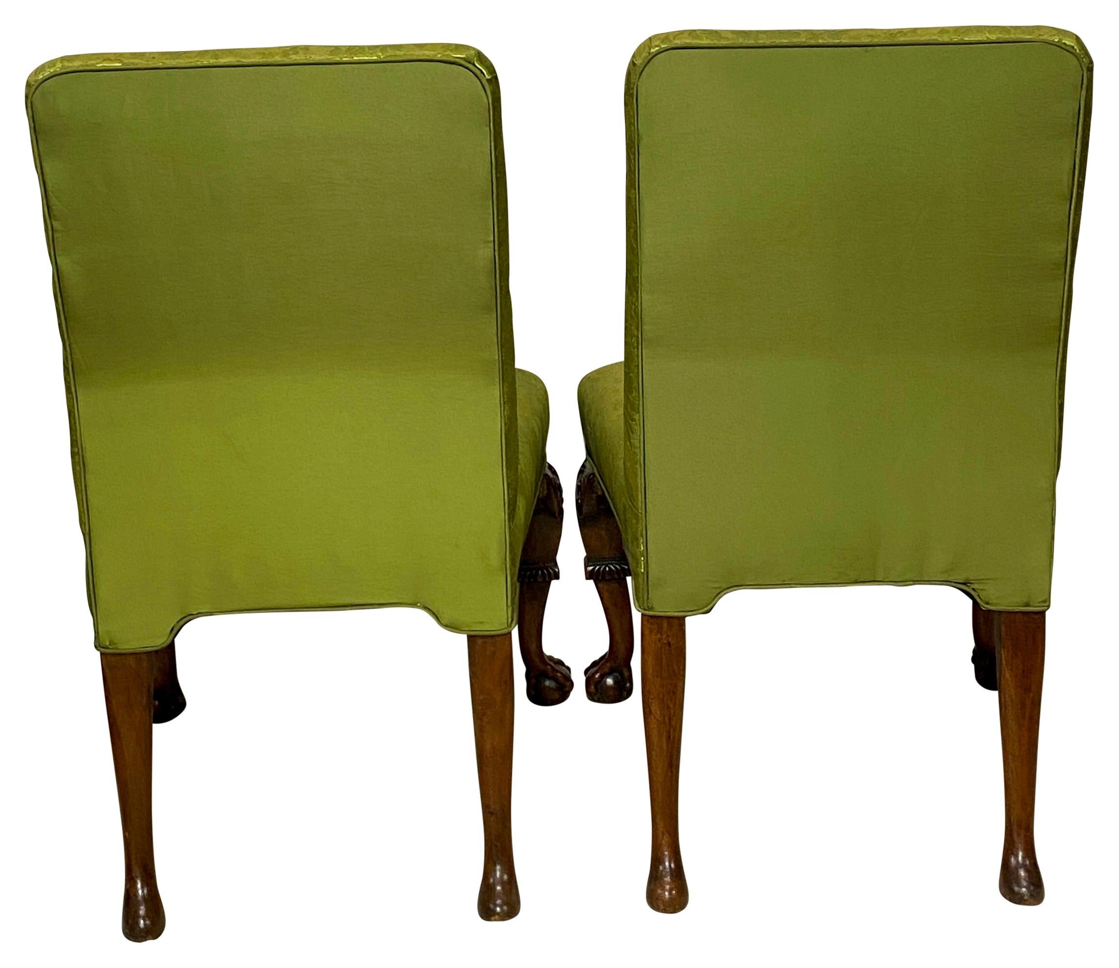 Upholstery Pair of Exceptional 18th Century English Chippendale Mahogany Side Chairs For Sale