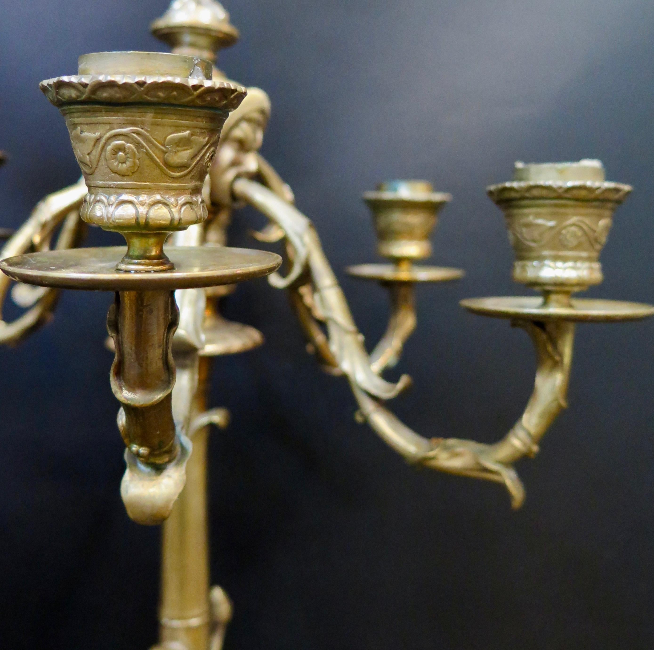 Pair of Exceptional 19th Century French Bronze Candelabra 2