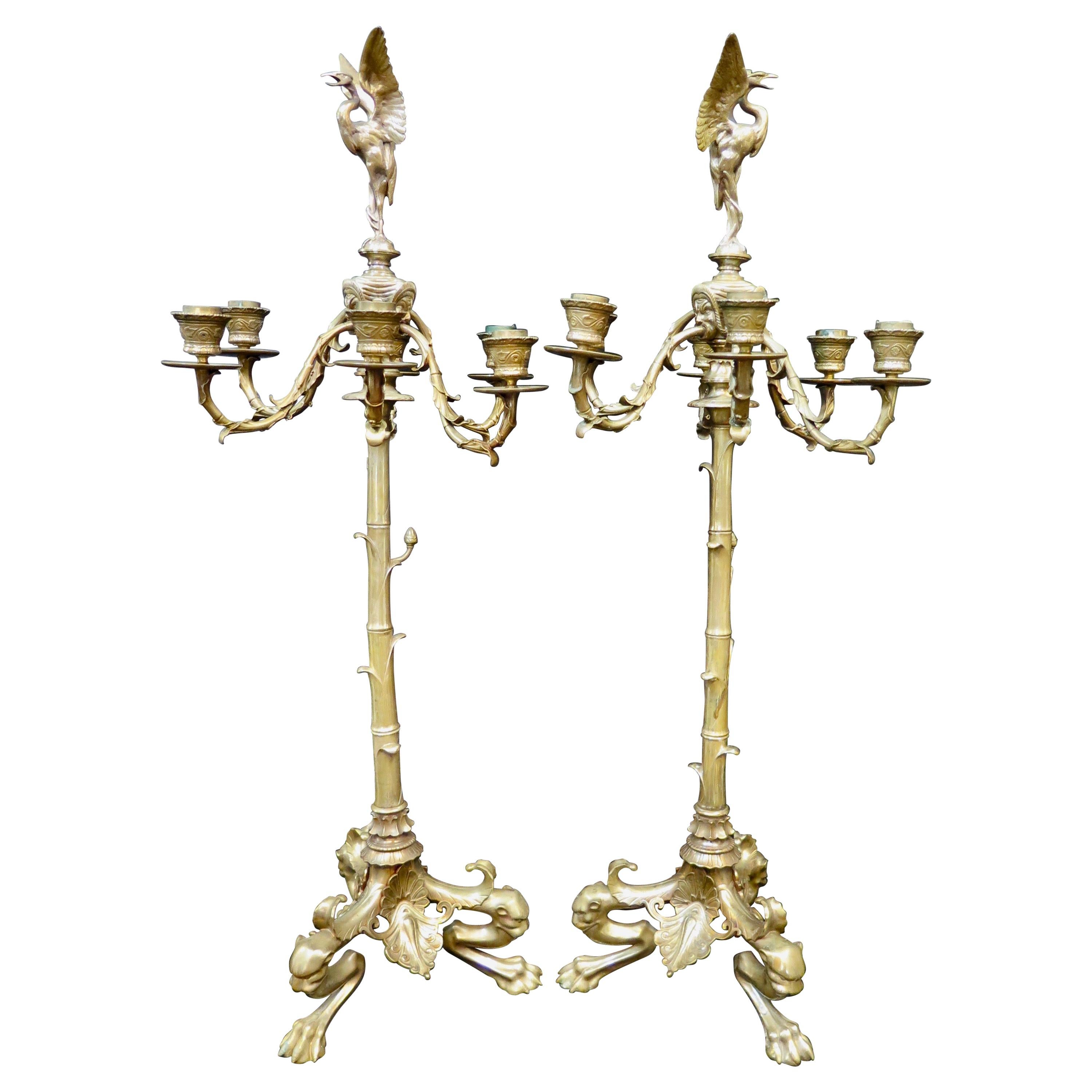 Pair of Exceptional 19th Century French Bronze Candelabra