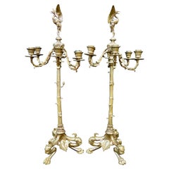 Antique Pair of Exceptional 19th Century French Bronze Candelabra