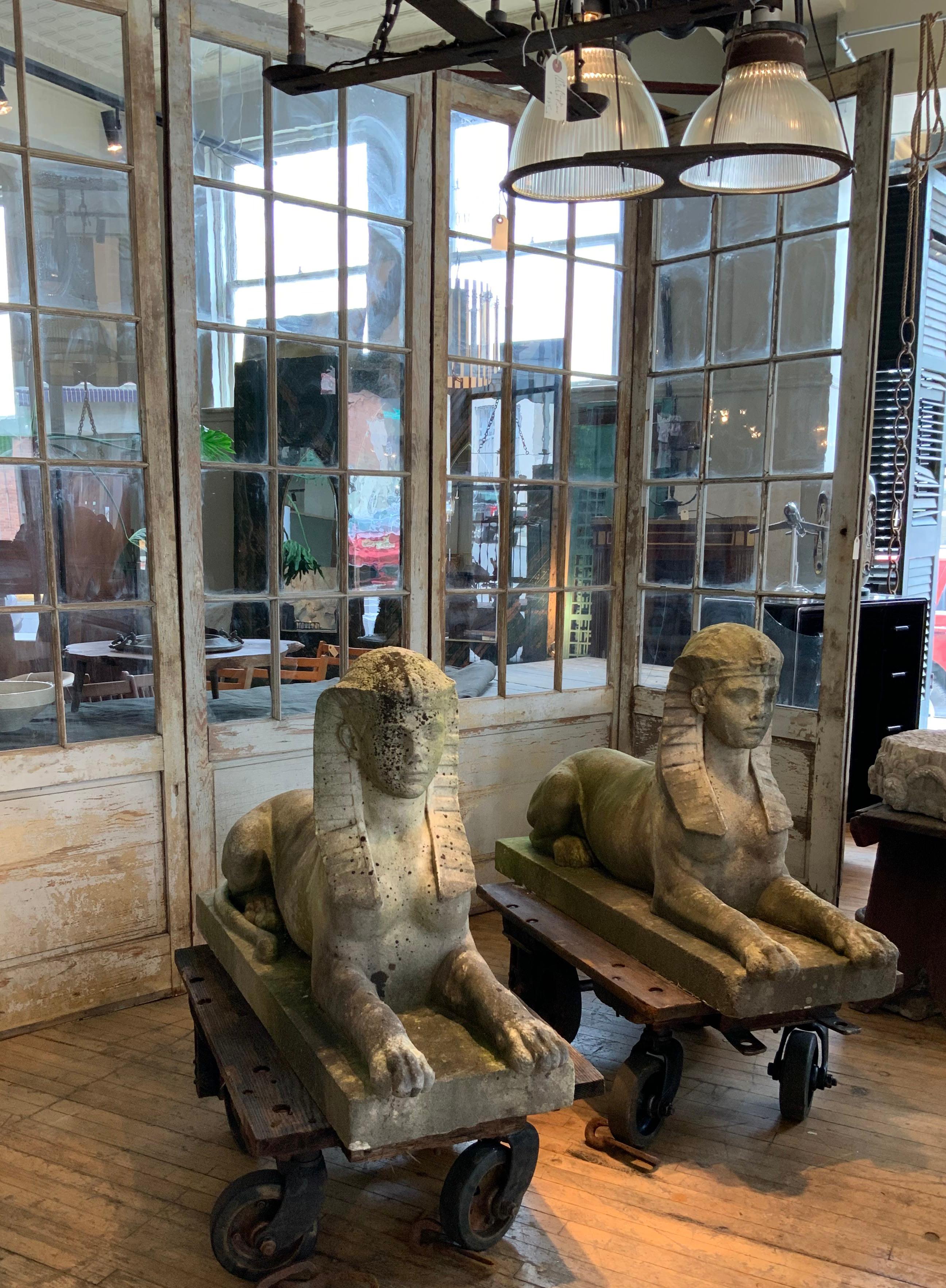 Pair of Exceptional 19th Century Marble Sphinx In Good Condition In Hudson, NY