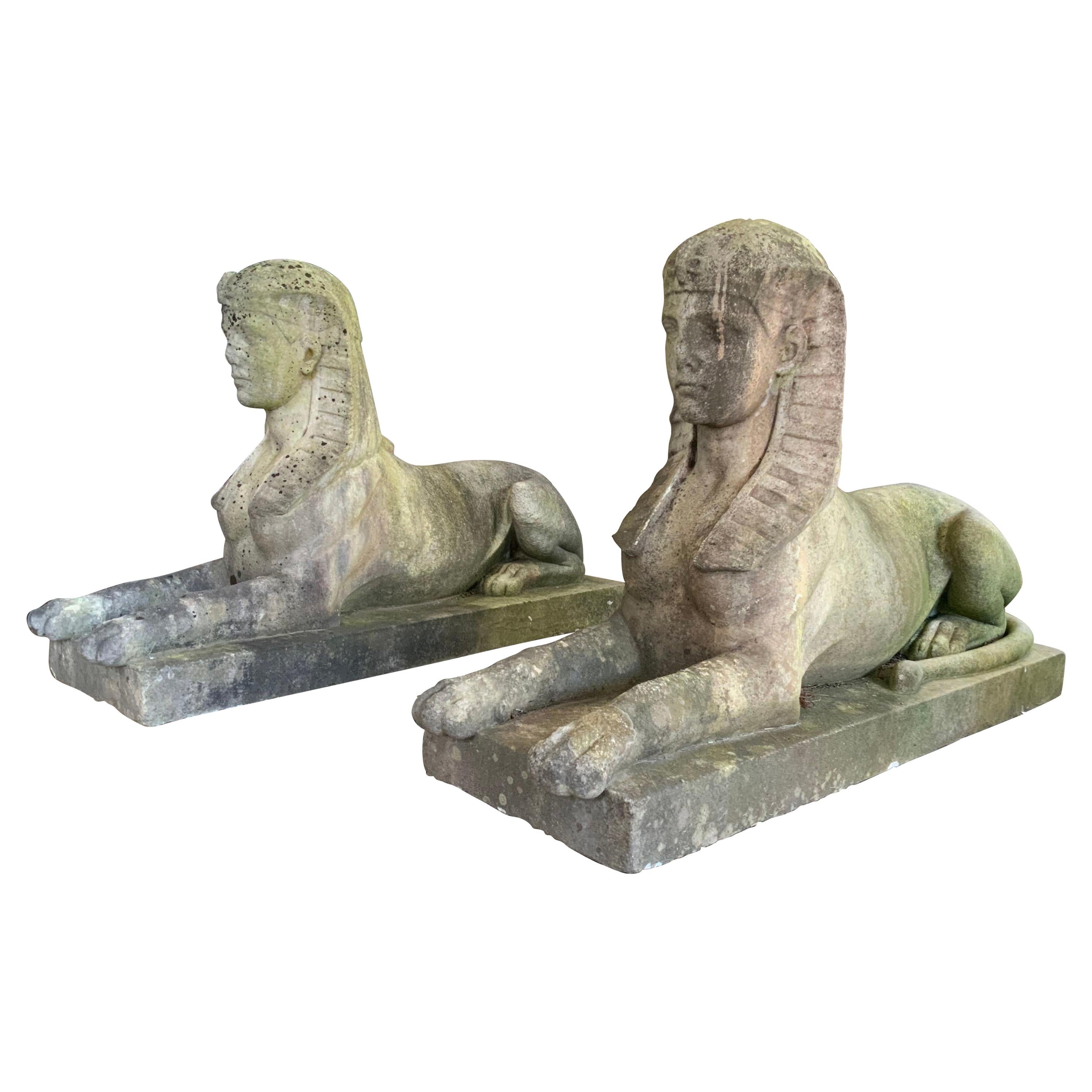 Pair of Exceptional 19th Century Marble Sphinx