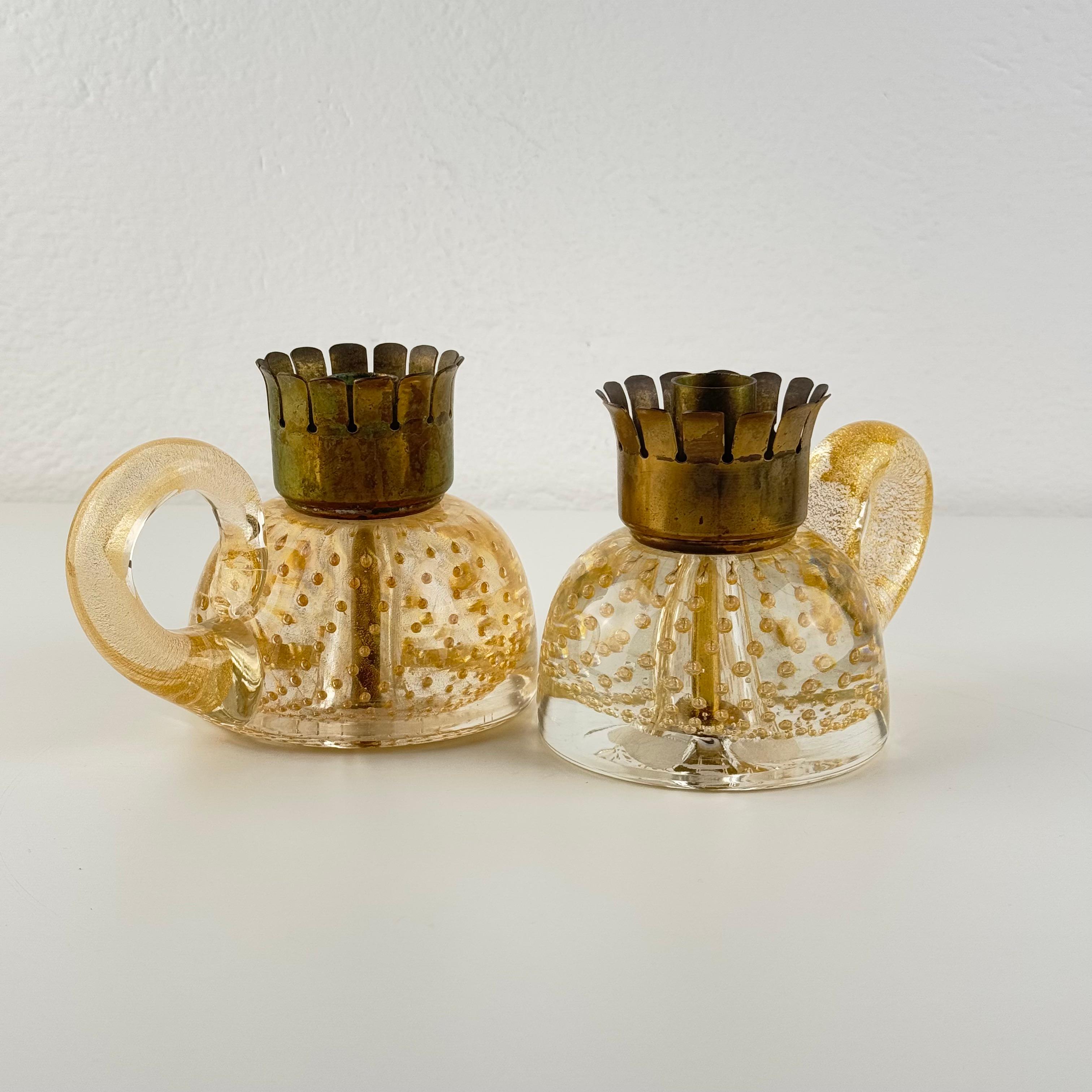 Art Déco Pair of exceptional Barovier & Toso candleholders, Italy, 1938 in vendita