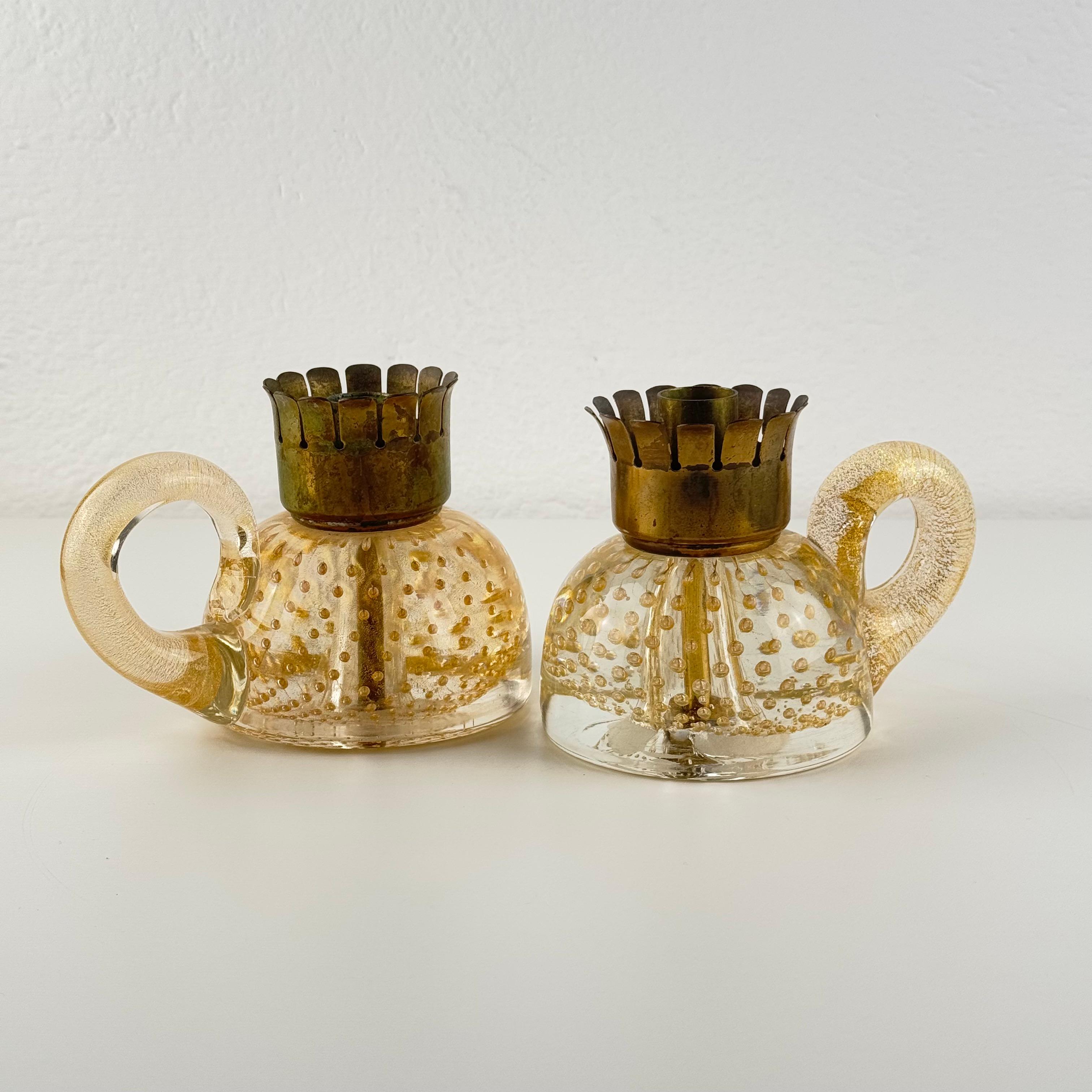 Italiano Pair of exceptional Barovier & Toso candleholders, Italy, 1938 in vendita