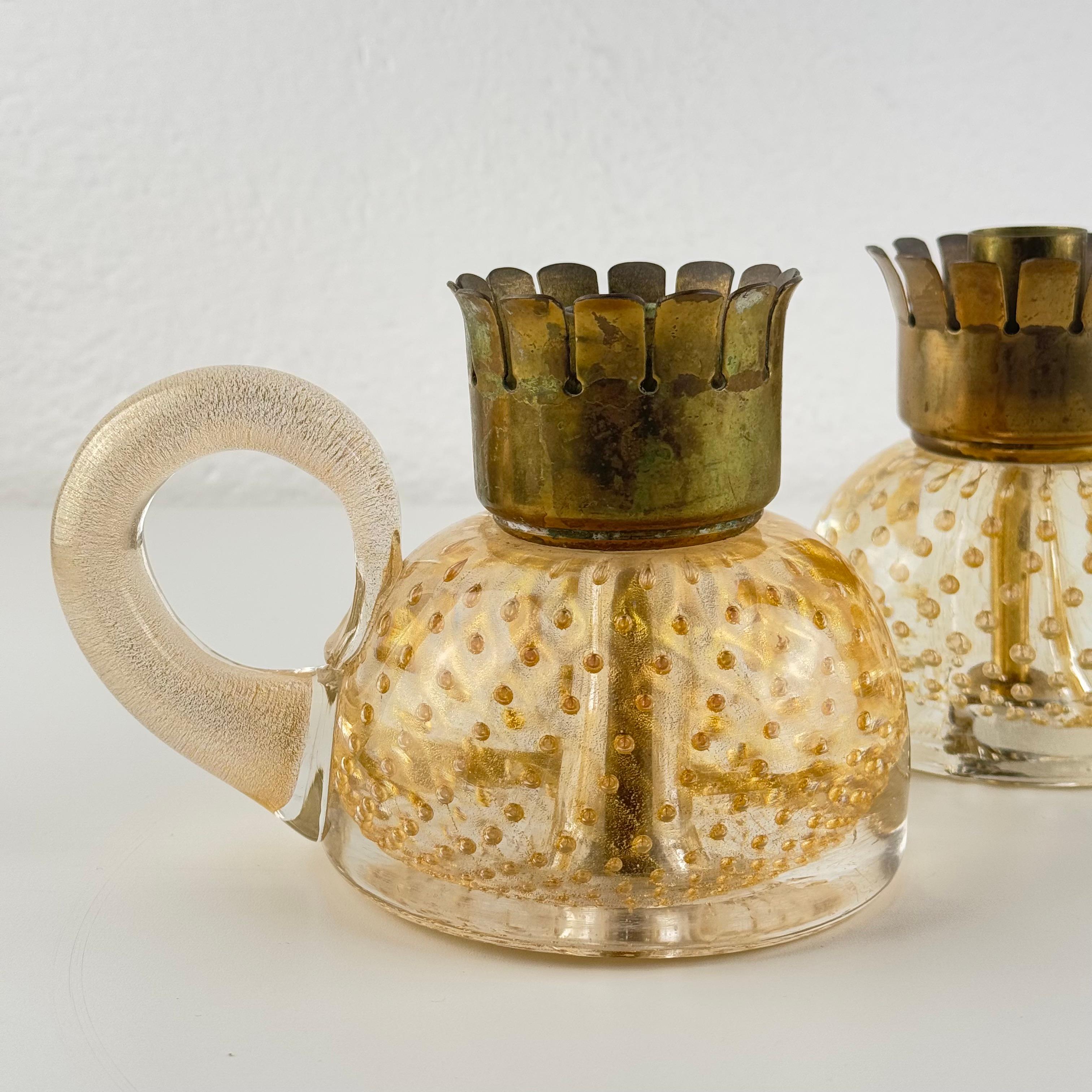 Pair of exceptional Barovier & Toso candleholders, Italy, 1938 In condizioni buone in vendita a Brescia, Brescia